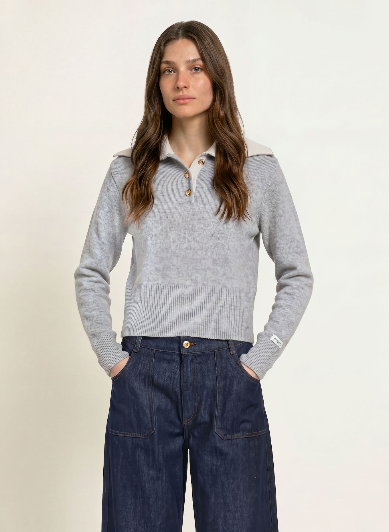 CLAUDIE PIERLOT Sweter: SZARY / KREMOWY