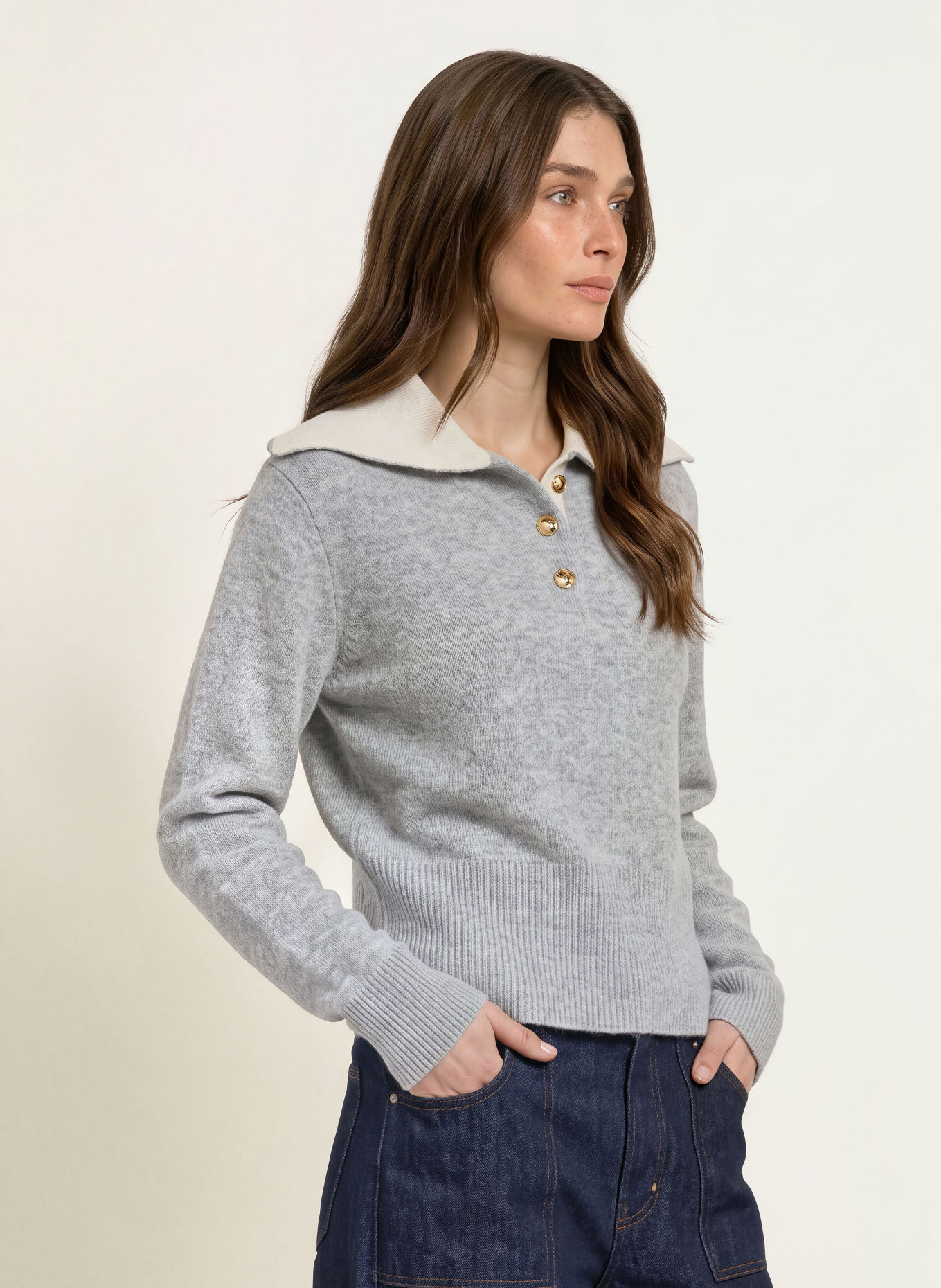 CLAUDIE PIERLOT Sweter: SZARY / KREMOWY
