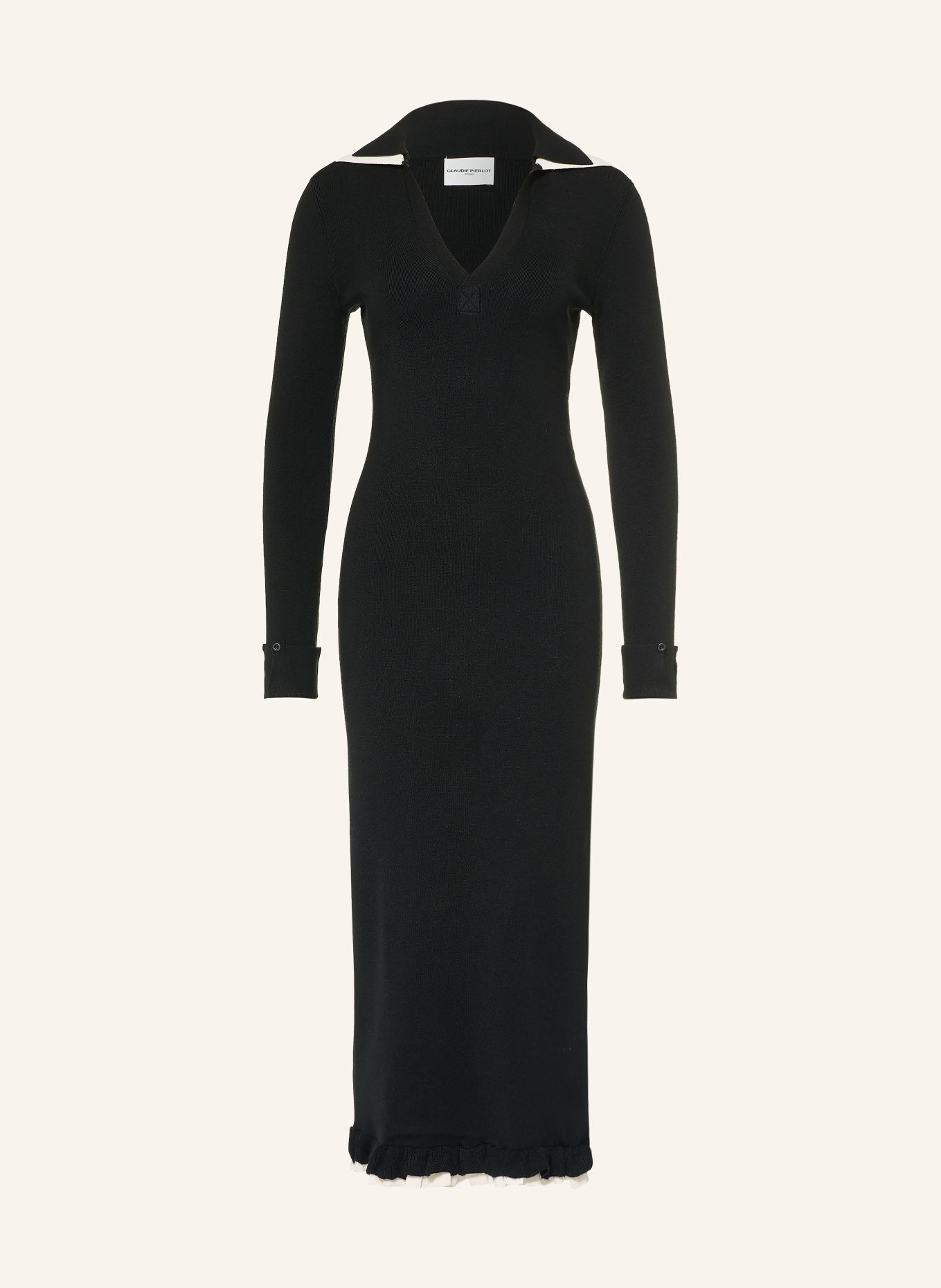 CLAUDIE PIERLOT Strickkleid: SCHWARZ / WEISS