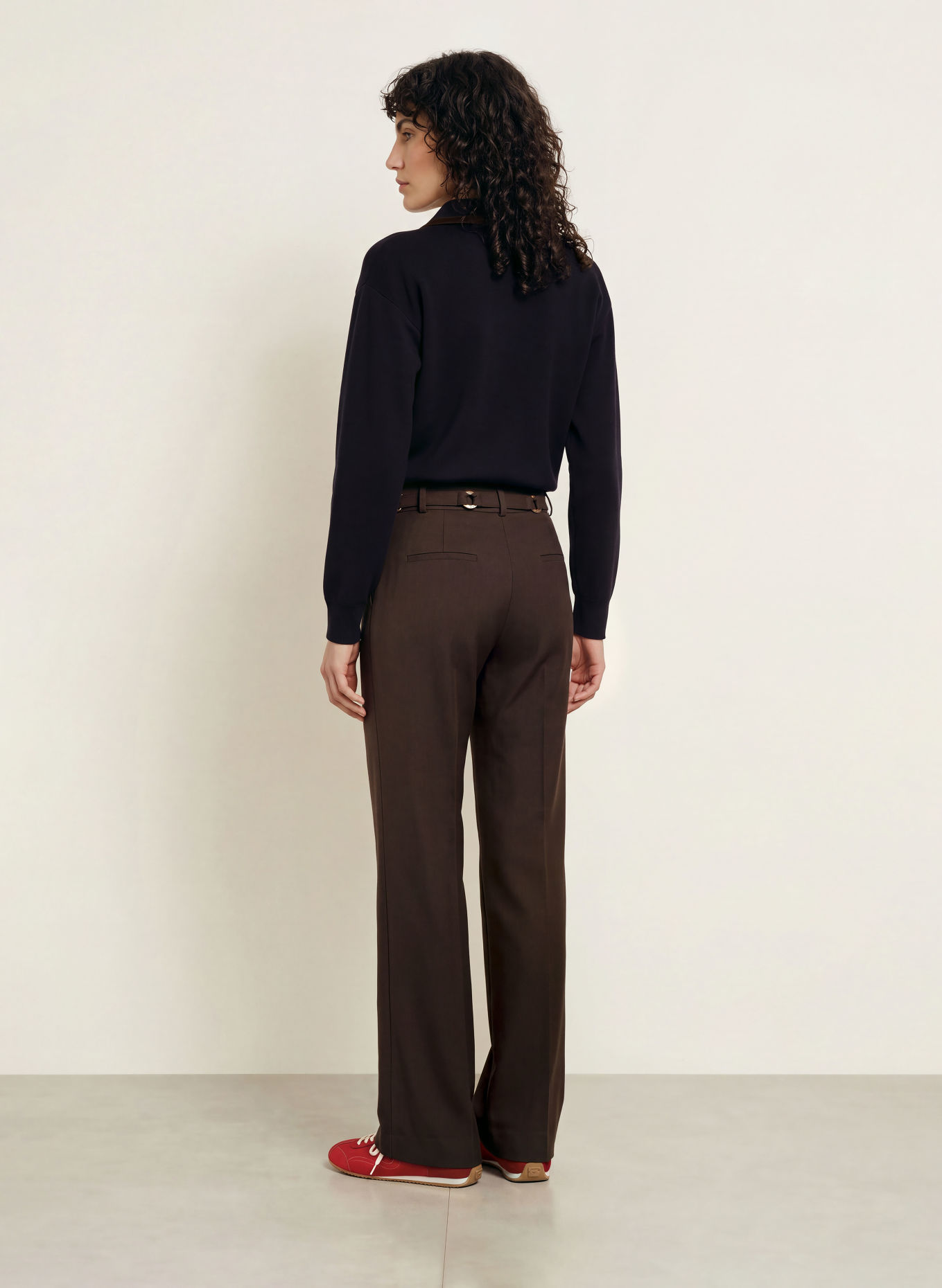SANDRO Pullover: DUNKELBLAU / DUNKELBRAUN