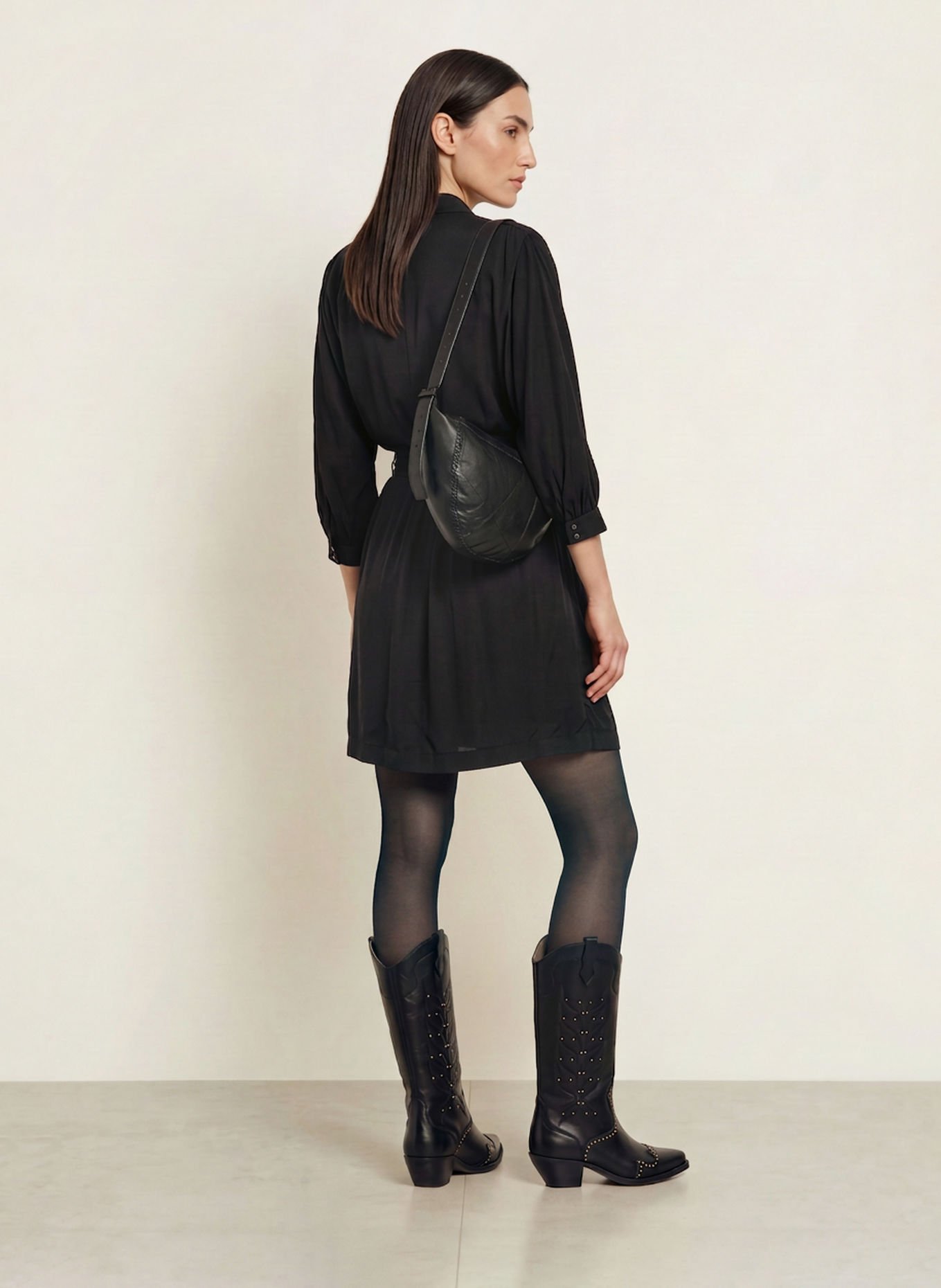 ALLSAINTS Satinkleid NOORA mit Seide: SCHWARZ