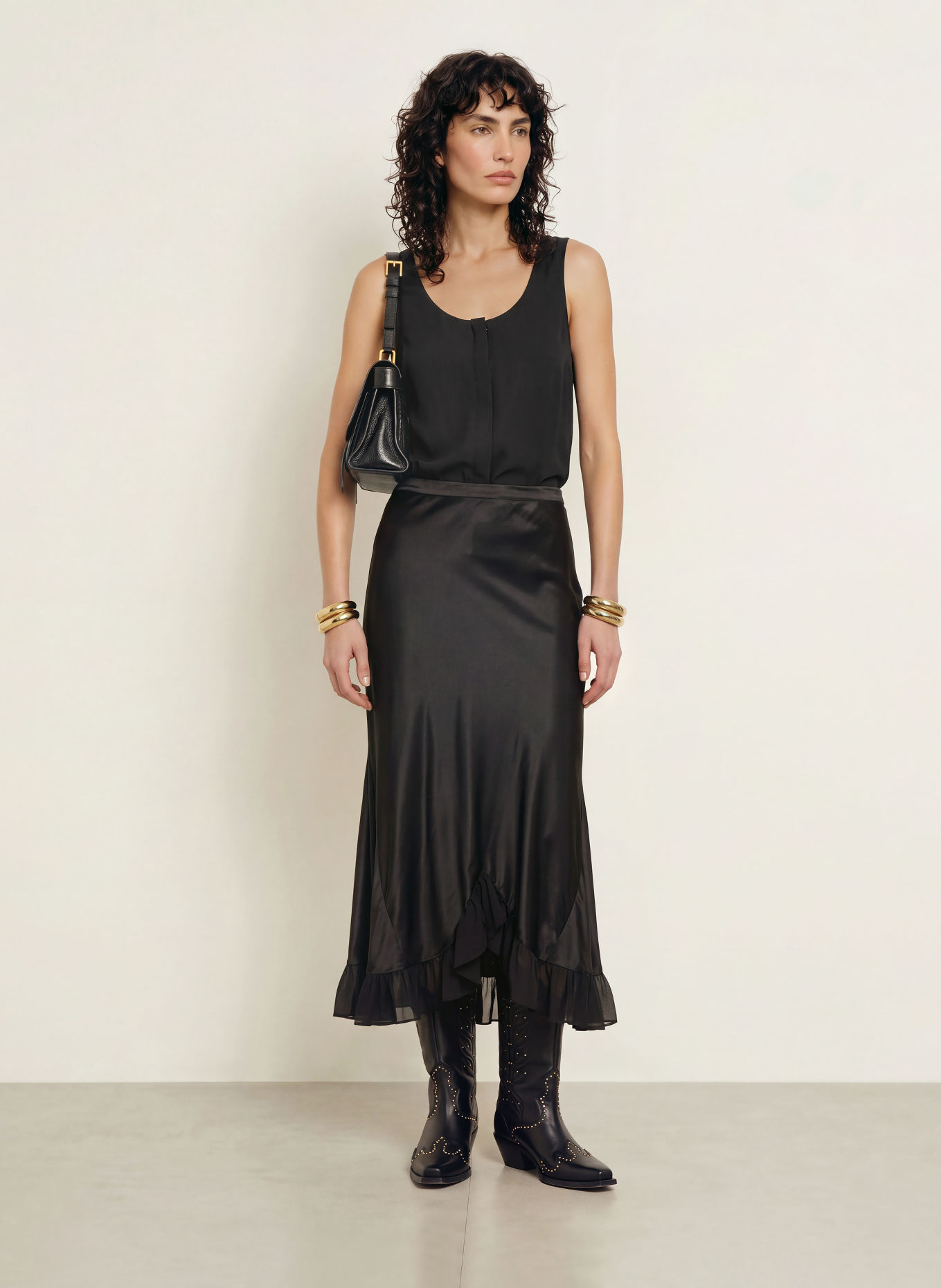 ALLSAINTS Blusentop MILLA mit Seide: SCHWARZ
