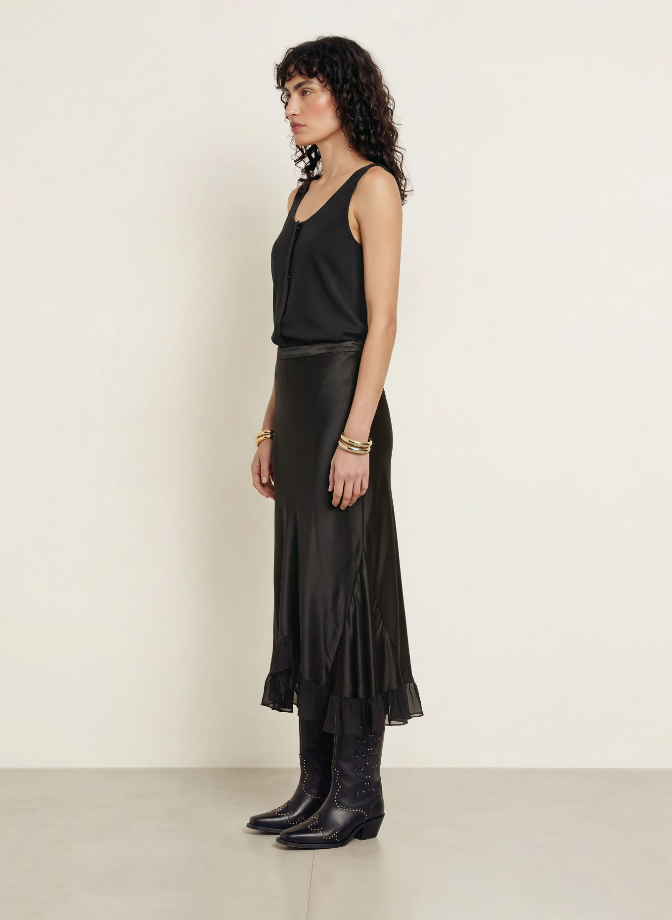 ALLSAINTS Blusentop MILLA mit Seide: SCHWARZ