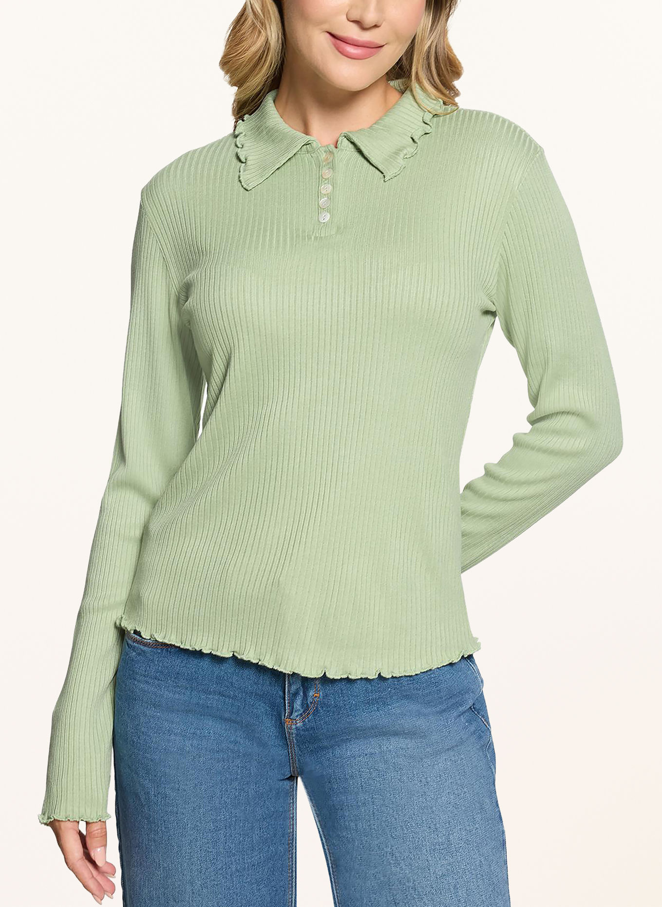 CARTOON Gebreid poloshirt: LICHTGROEN