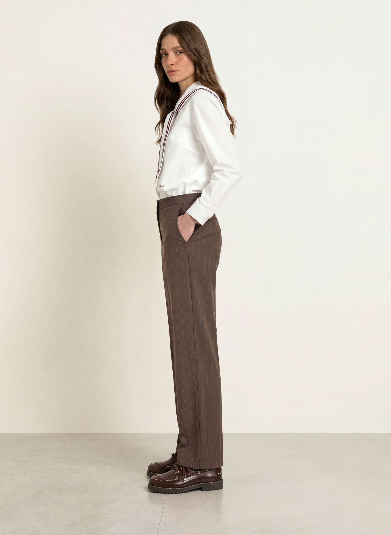 CLAUDIE PIERLOT Marlenehose: BRAUN / BLAU