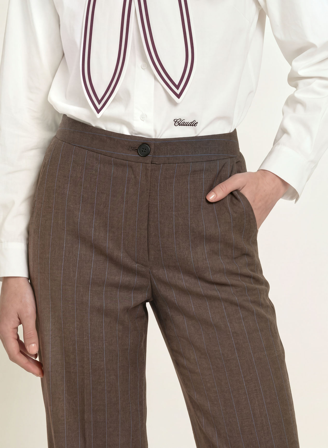 CLAUDIE PIERLOT Marlenehose: BRAUN / BLAU