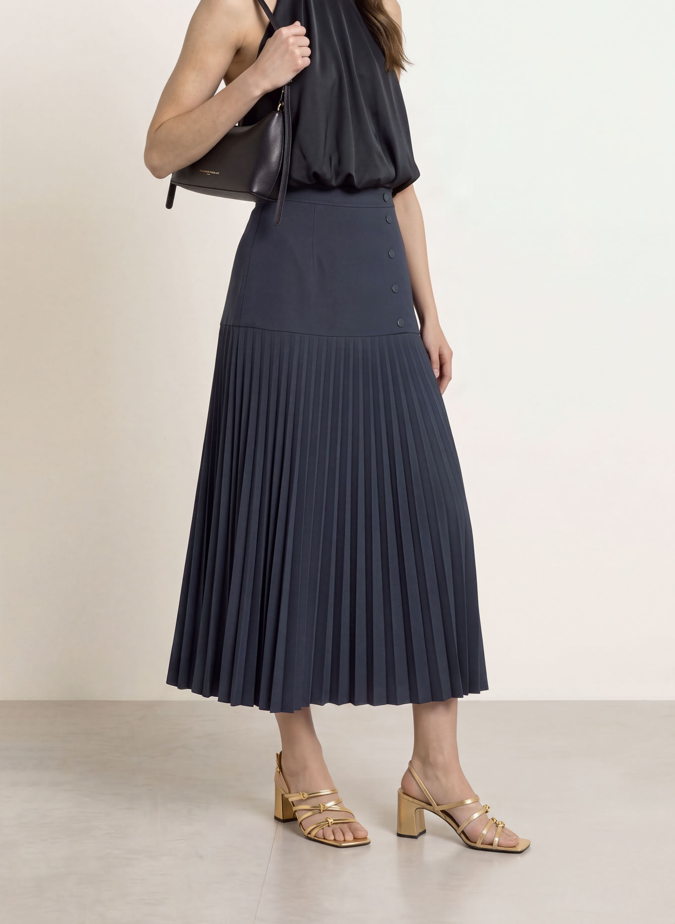 CLAUDIE PIERLOT Rock mit Plissees: DUNKELBLAU
