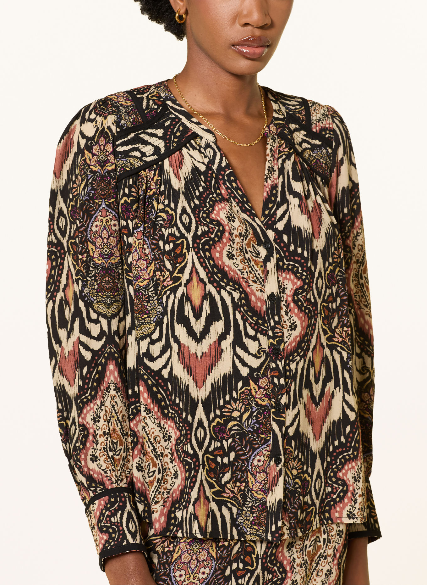 ba&sh Bluse ZOLIE: SCHWARZ / BEIGE / HELLROT