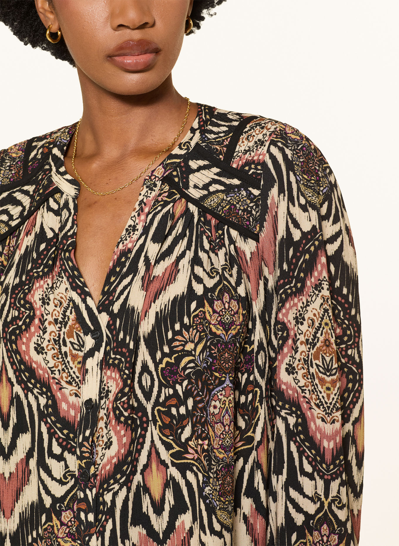 ba&sh Bluse ZOLIE: SCHWARZ / BEIGE / HELLROT