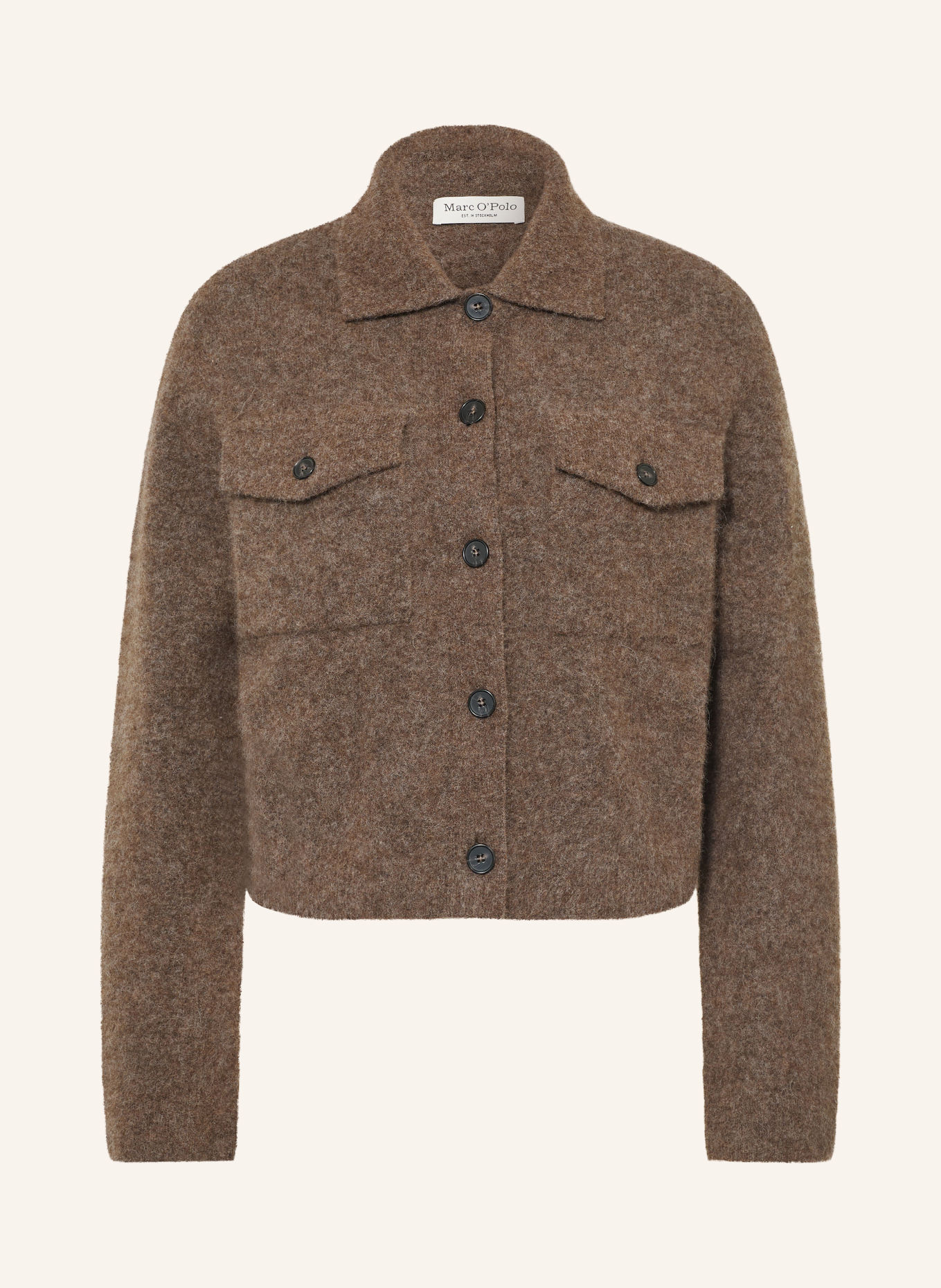 Marc O'Polo Strickjacke mit Alpaka: DUNKELBRAUN