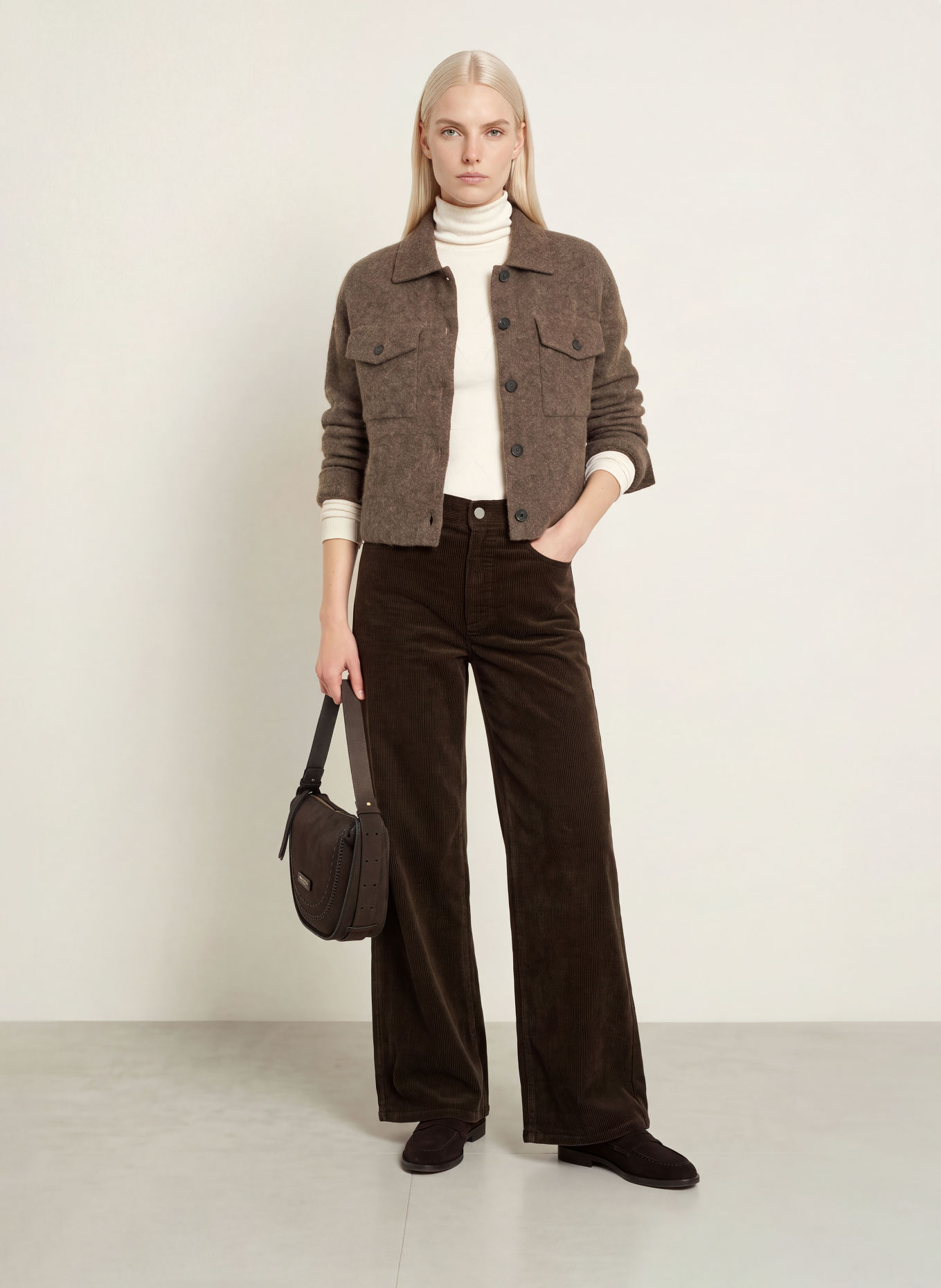 Marc O'Polo Strickjacke mit Alpaka: DUNKELBRAUN