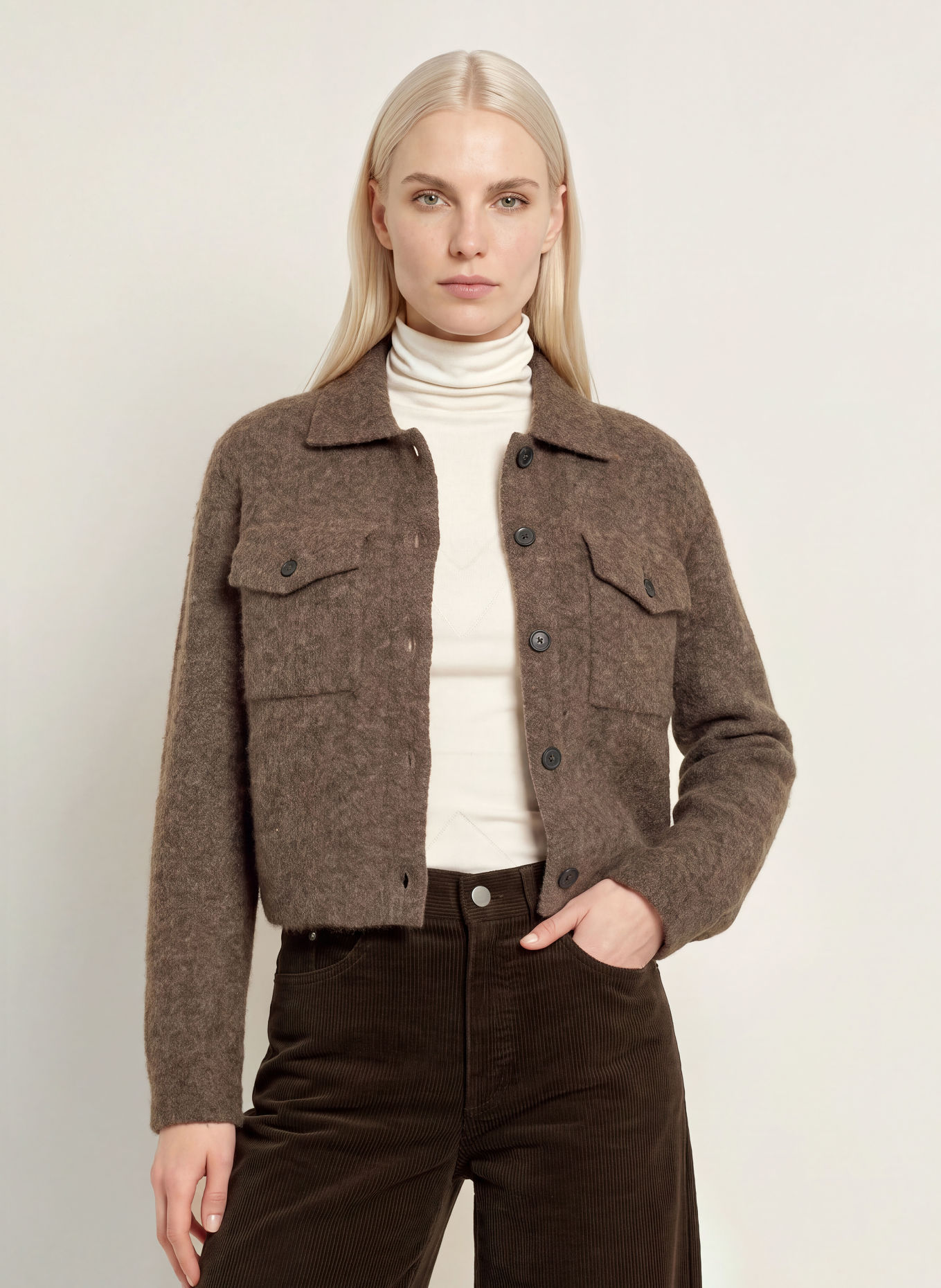 Marc O'Polo Strickjacke mit Alpaka: DUNKELBRAUN