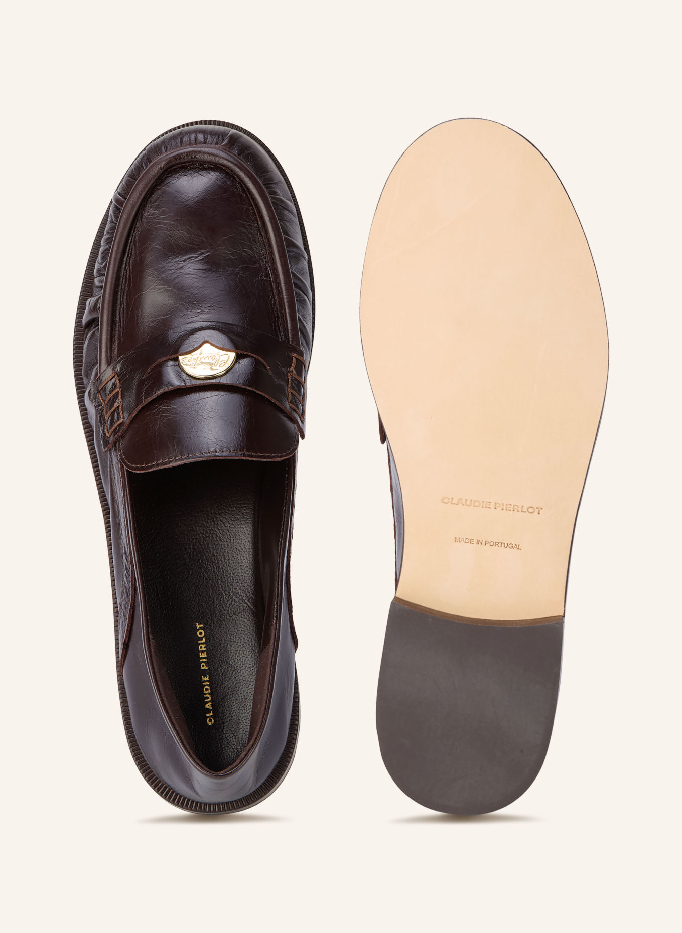 CLAUDIE PIERLOT Penny-Loafer: DUNKELBRAUN / GOLD
