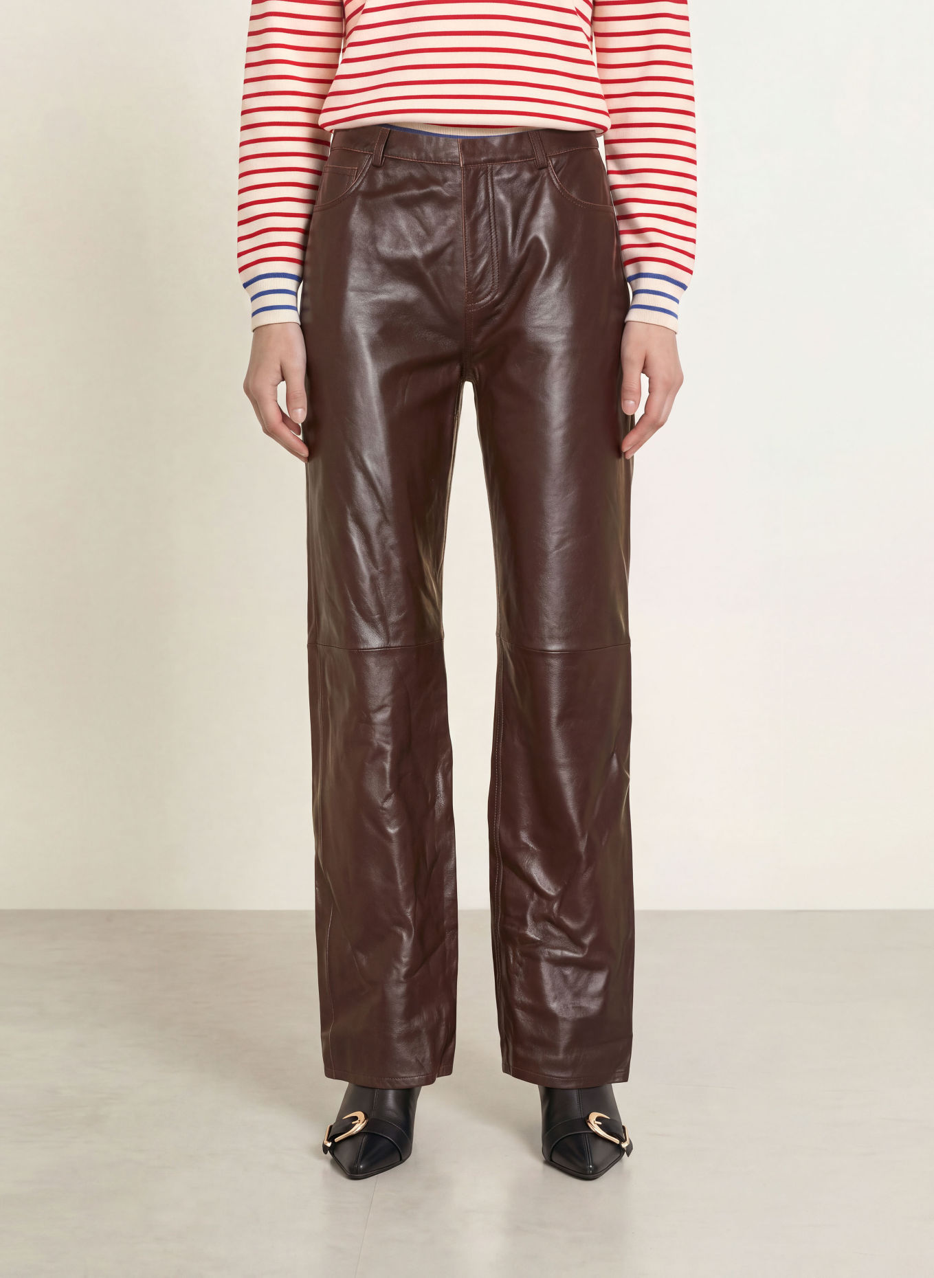 CLAUDIE PIERLOT Lederhose: DUNKELBRAUN