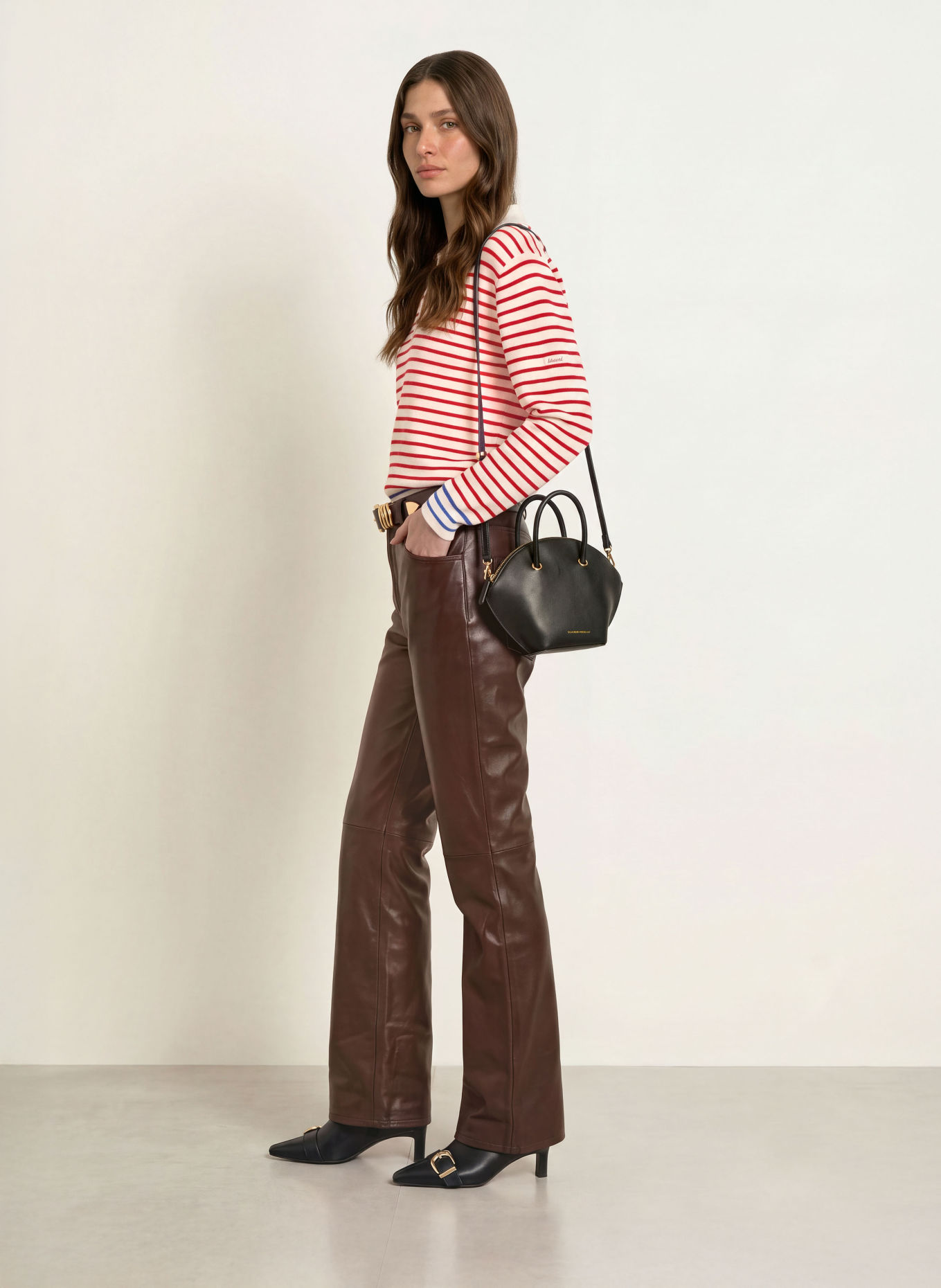 CLAUDIE PIERLOT Lederhose: DUNKELBRAUN