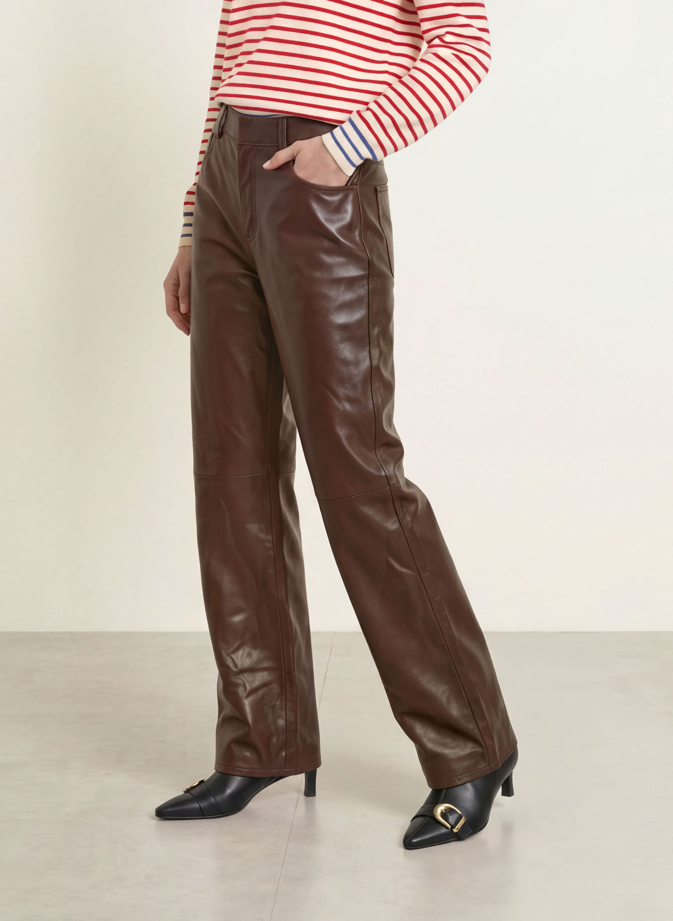 CLAUDIE PIERLOT Lederhose: DUNKELBRAUN