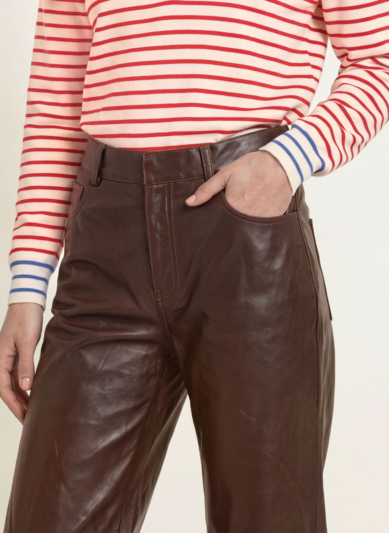 CLAUDIE PIERLOT Lederhose: DUNKELBRAUN