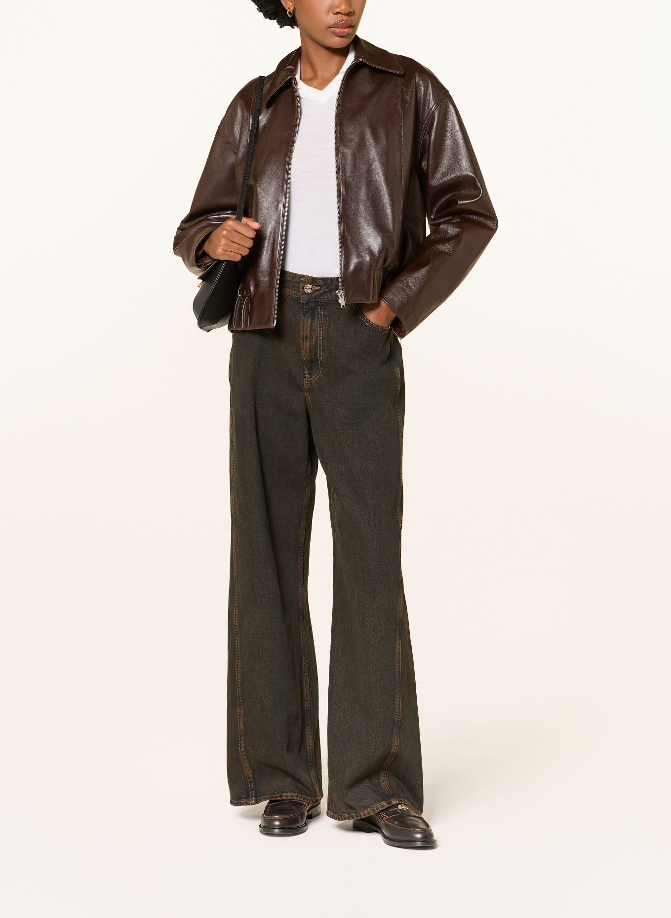 CLAUDIE PIERLOT Wide Leg Jeans: G036 BROWN DENIM