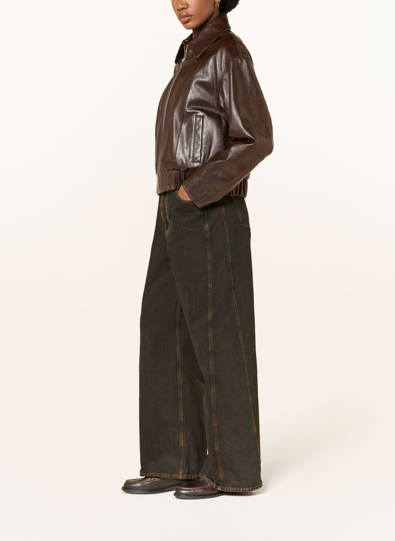 CLAUDIE PIERLOT Wide Leg Jeans: G036 BROWN DENIM