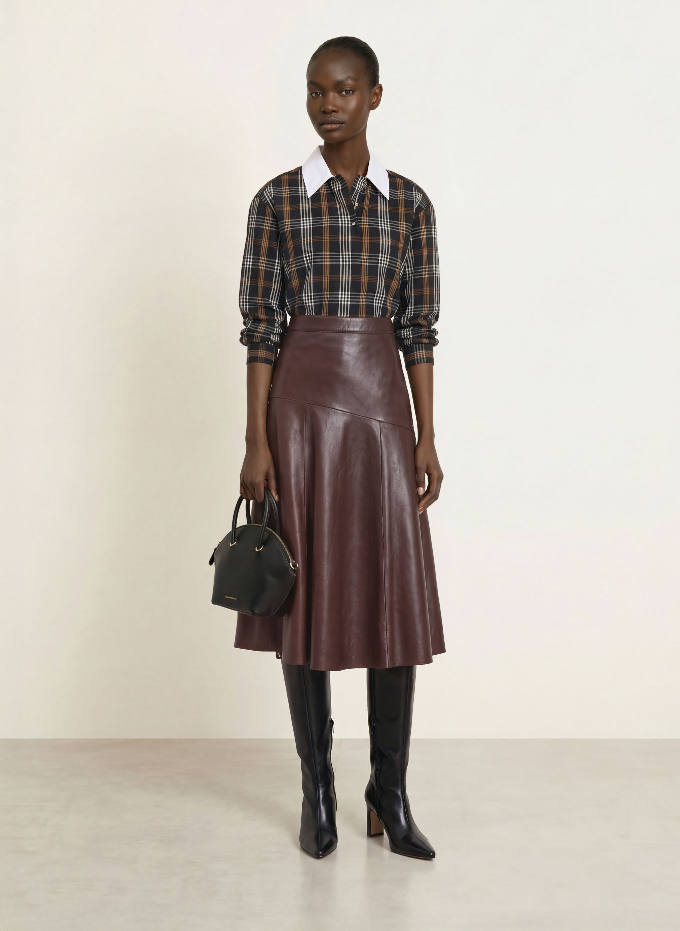 CLAUDIE PIERLOT Lederrock: DUNKELROT