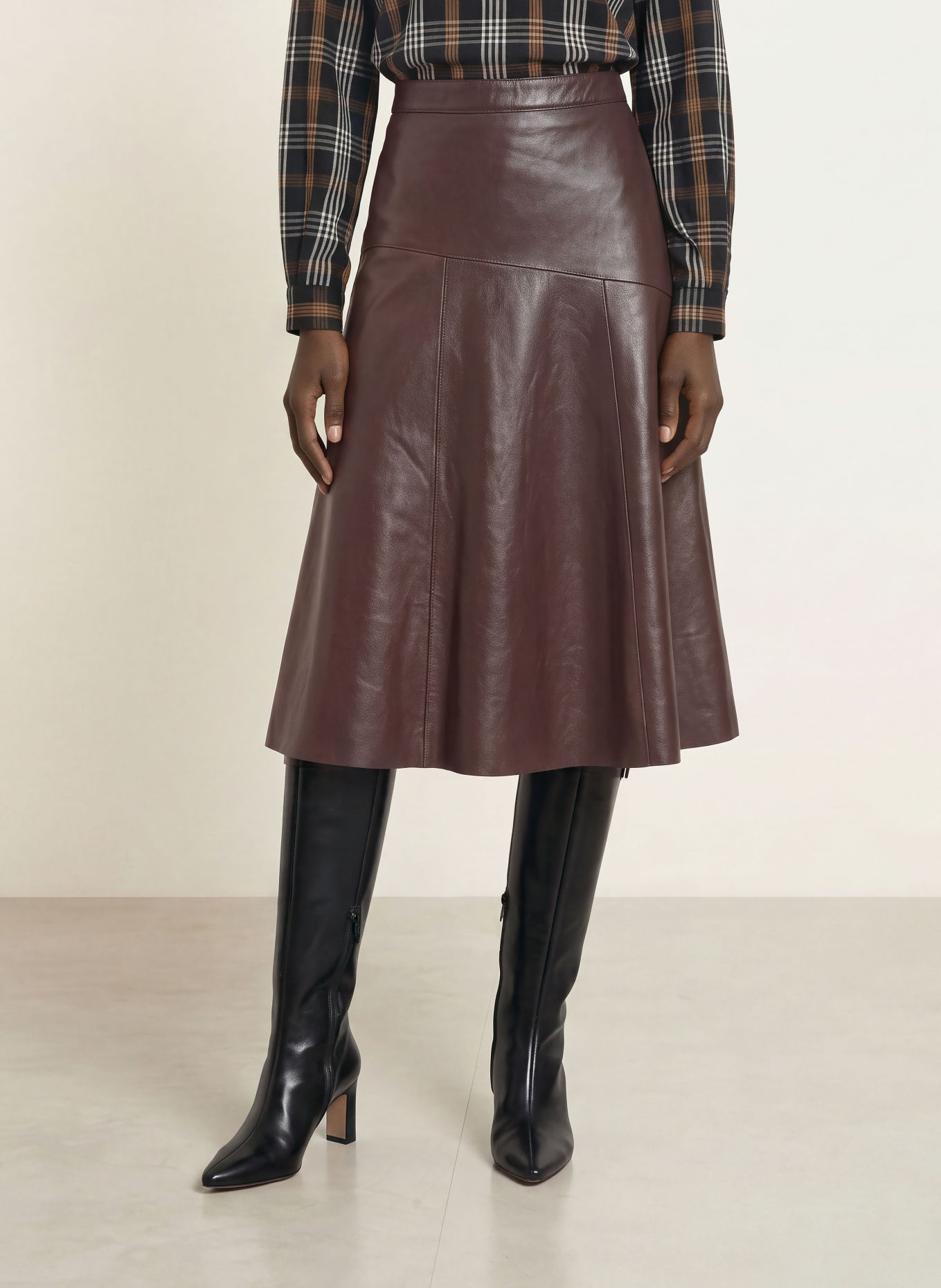 CLAUDIE PIERLOT Lederrock: DUNKELROT