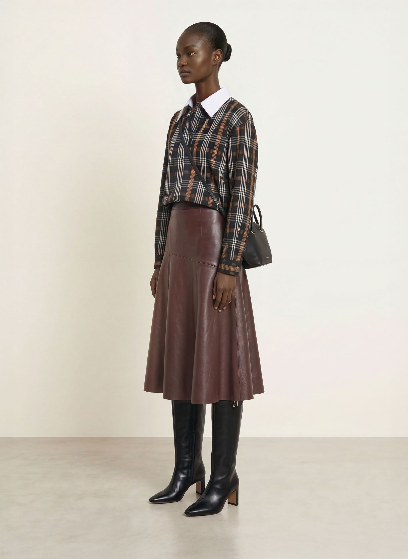 CLAUDIE PIERLOT Lederrock: DUNKELROT