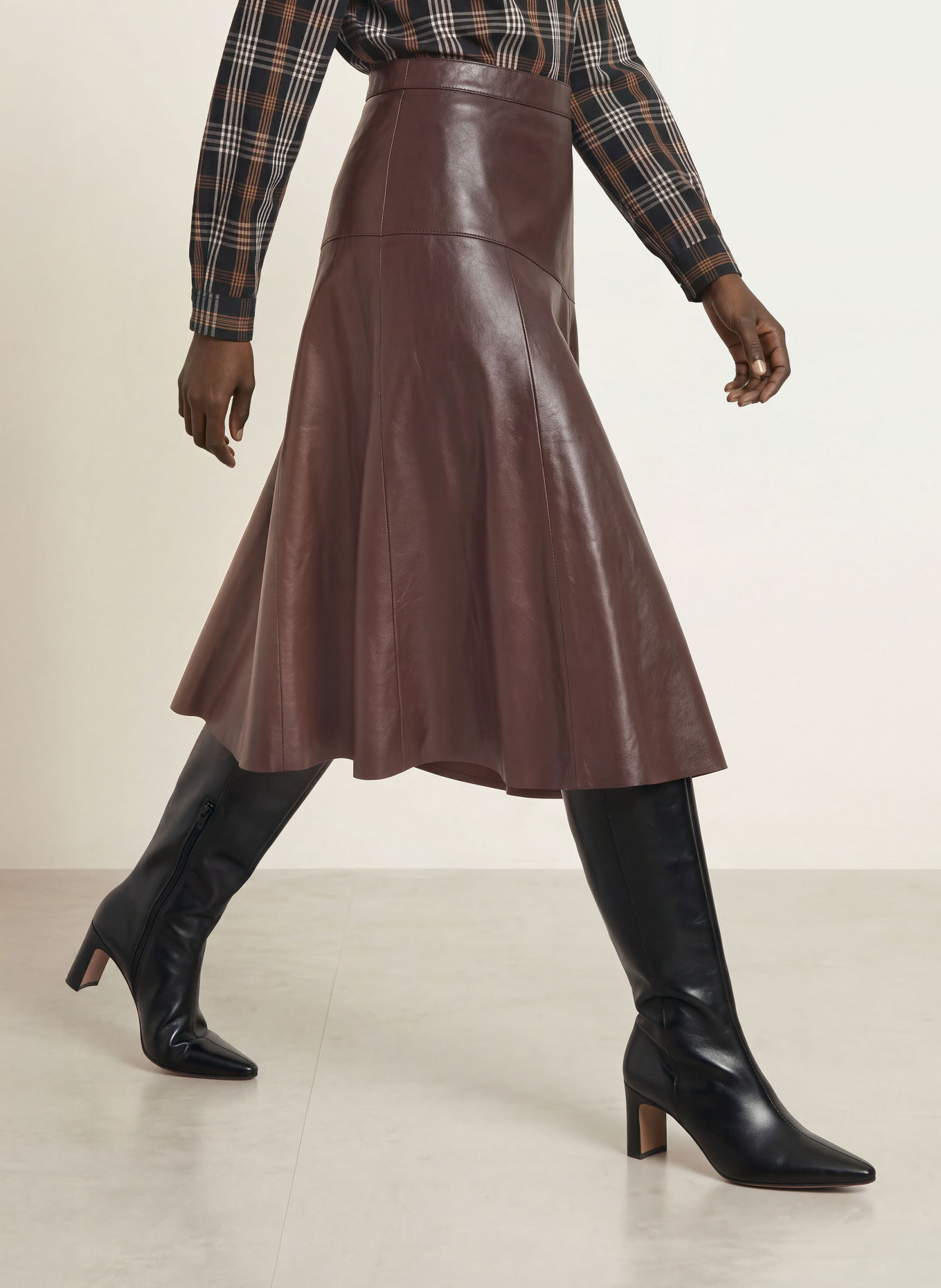 CLAUDIE PIERLOT Lederrock: DUNKELROT