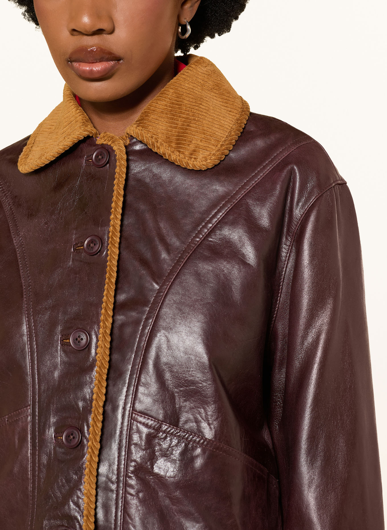CLAUDIE PIERLOT Lederjacke: DUNKELROT