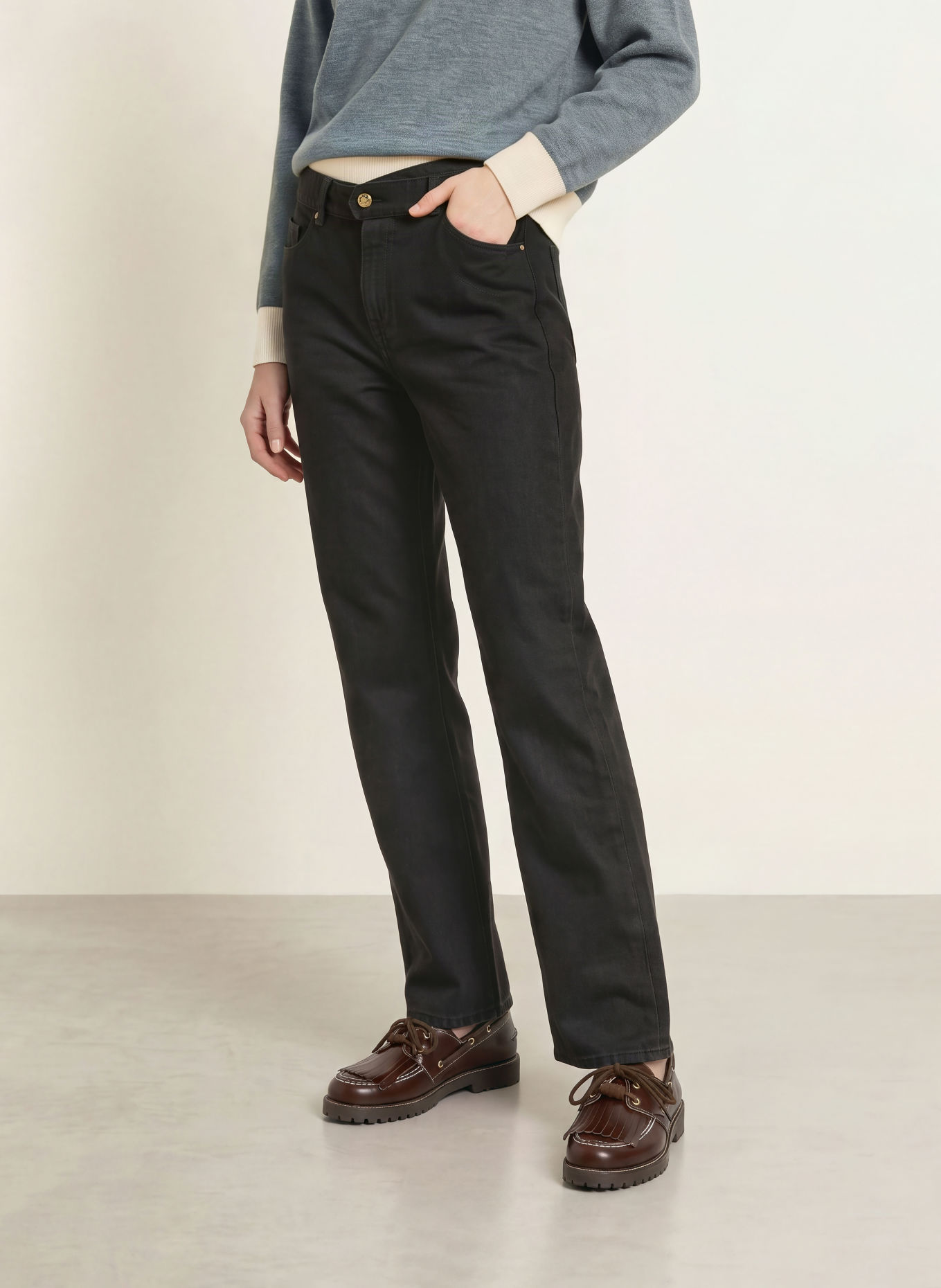 CLAUDIE PIERLOT Straight Jeans: V002 BLACK DENIM