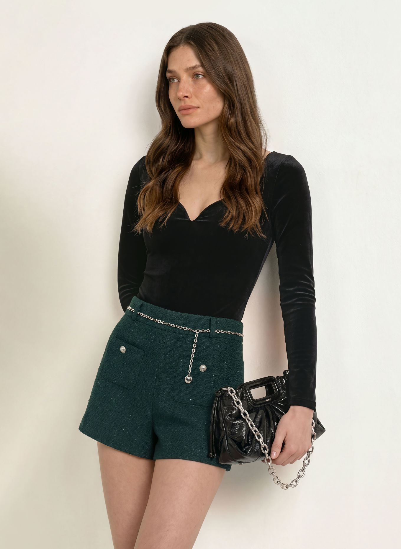 maje Aksamitny Body: CZARNY