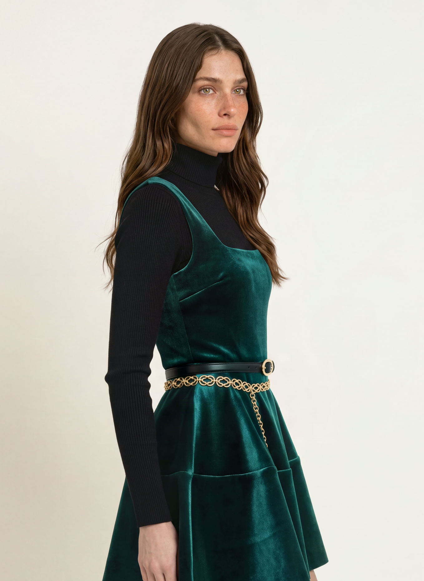 maje Samtkleid: DUNKELGRÜN