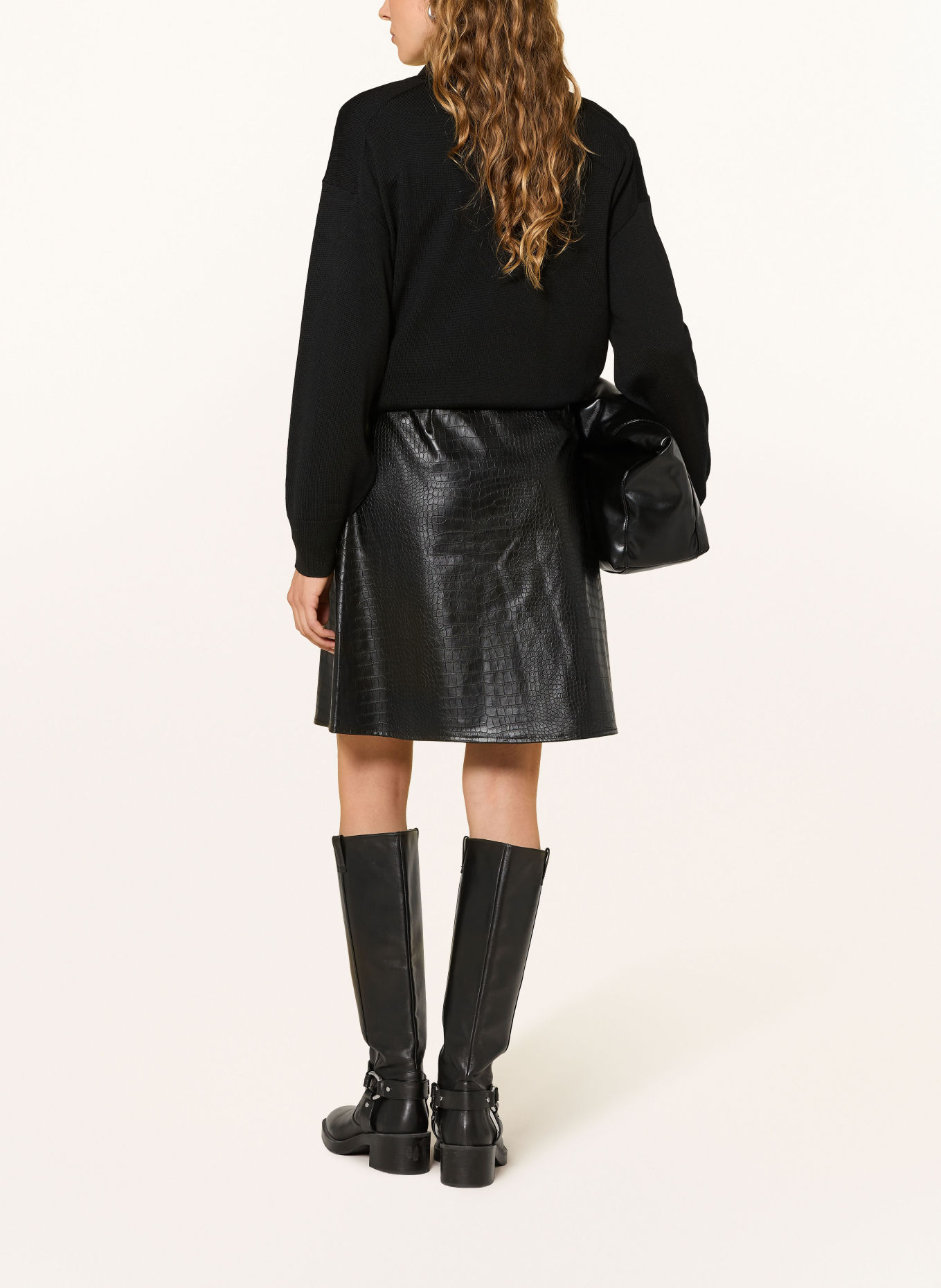 OPUS Jupe REANA GLOWY aspect cuir: NOIR