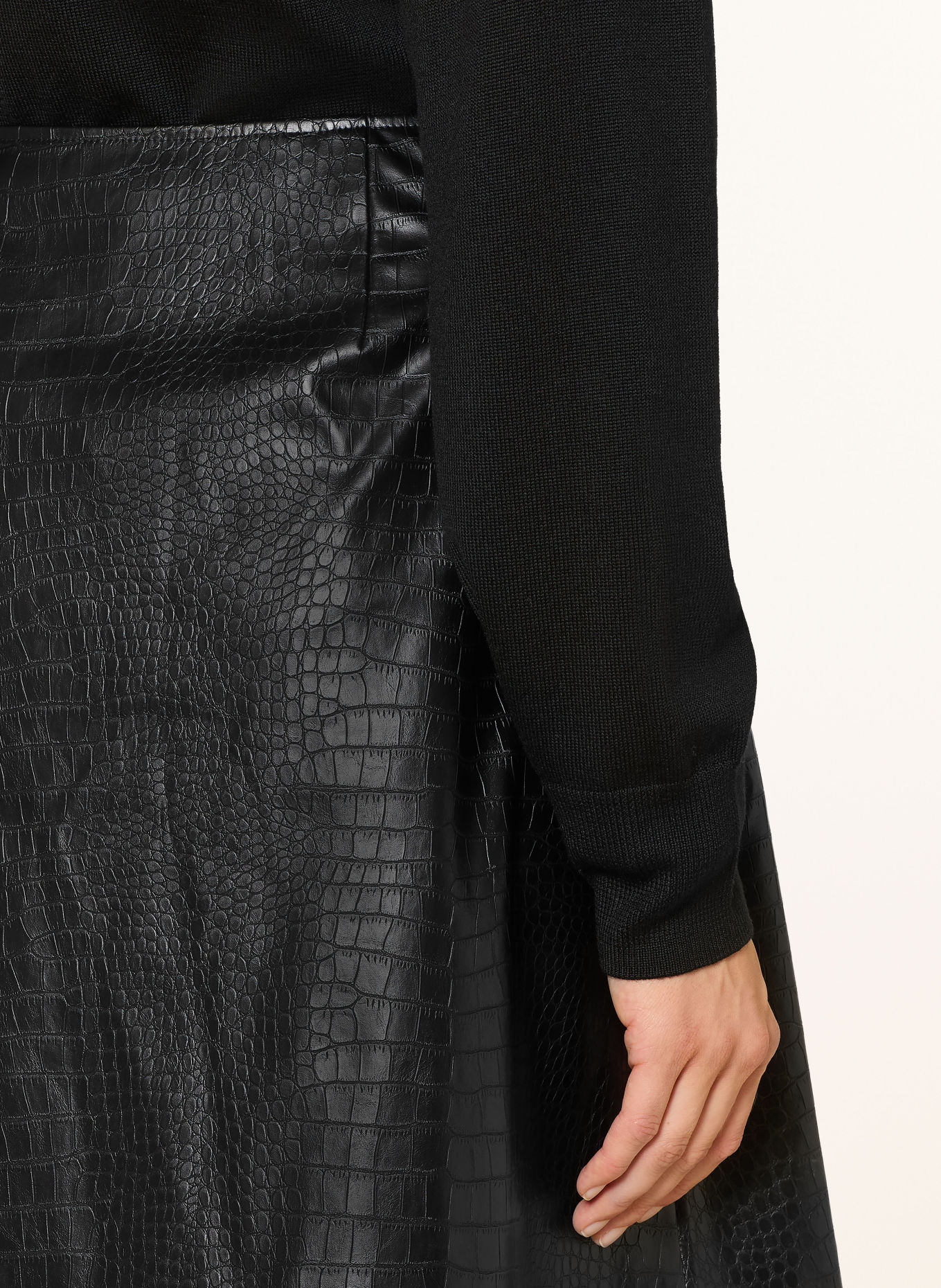 OPUS Jupe REANA GLOWY aspect cuir: NOIR