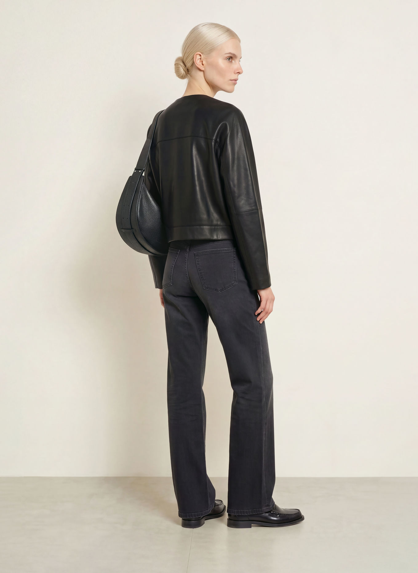 OPUS Veste JATINA aspect cuir: NOIR