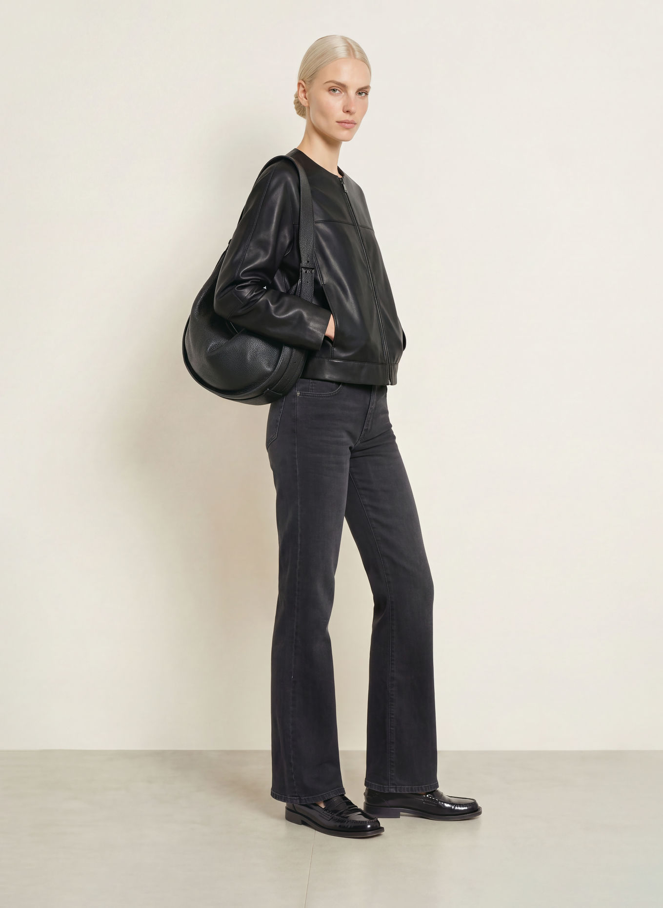OPUS Veste JATINA aspect cuir: NOIR