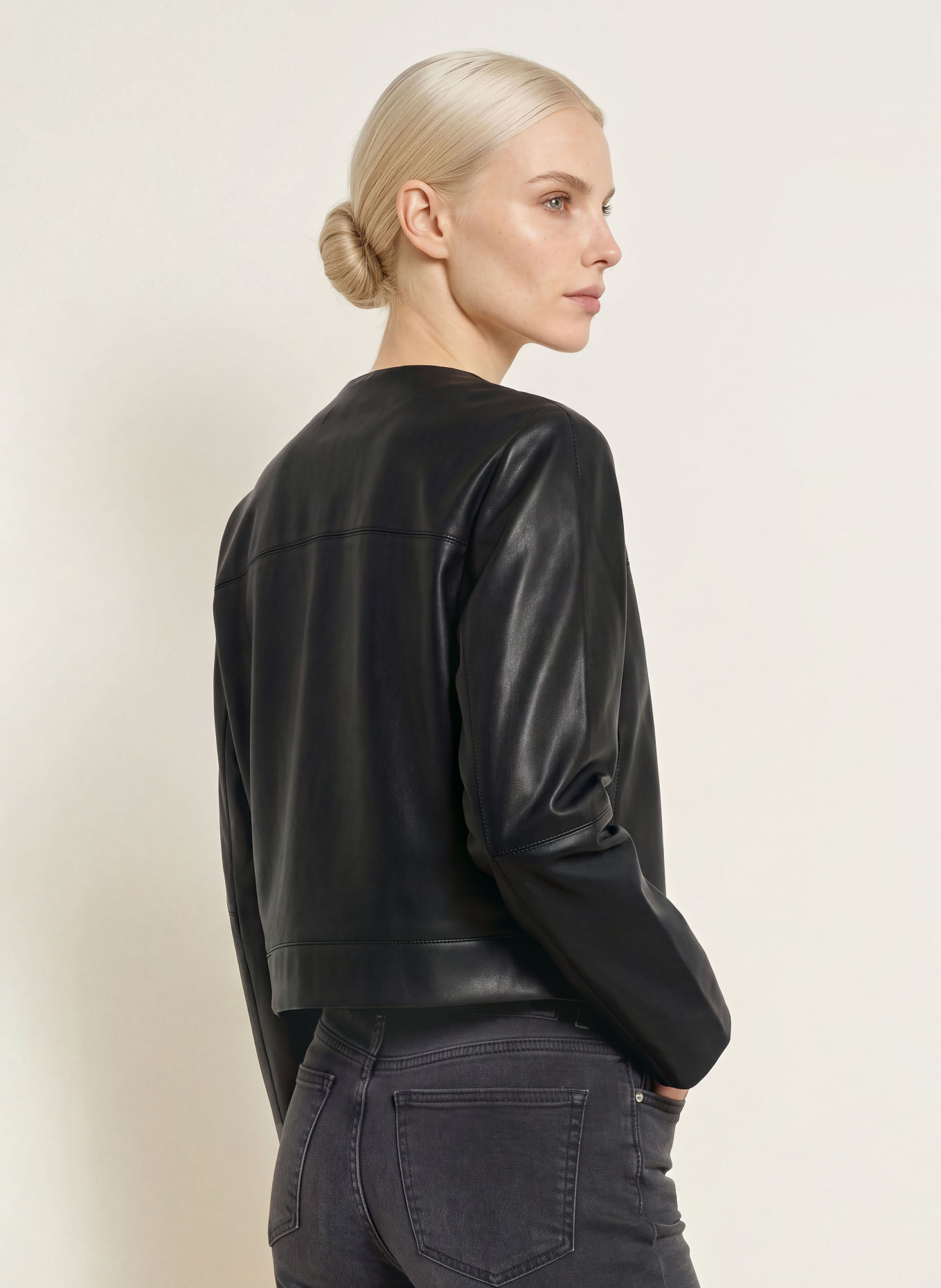 OPUS Veste JATINA aspect cuir: NOIR