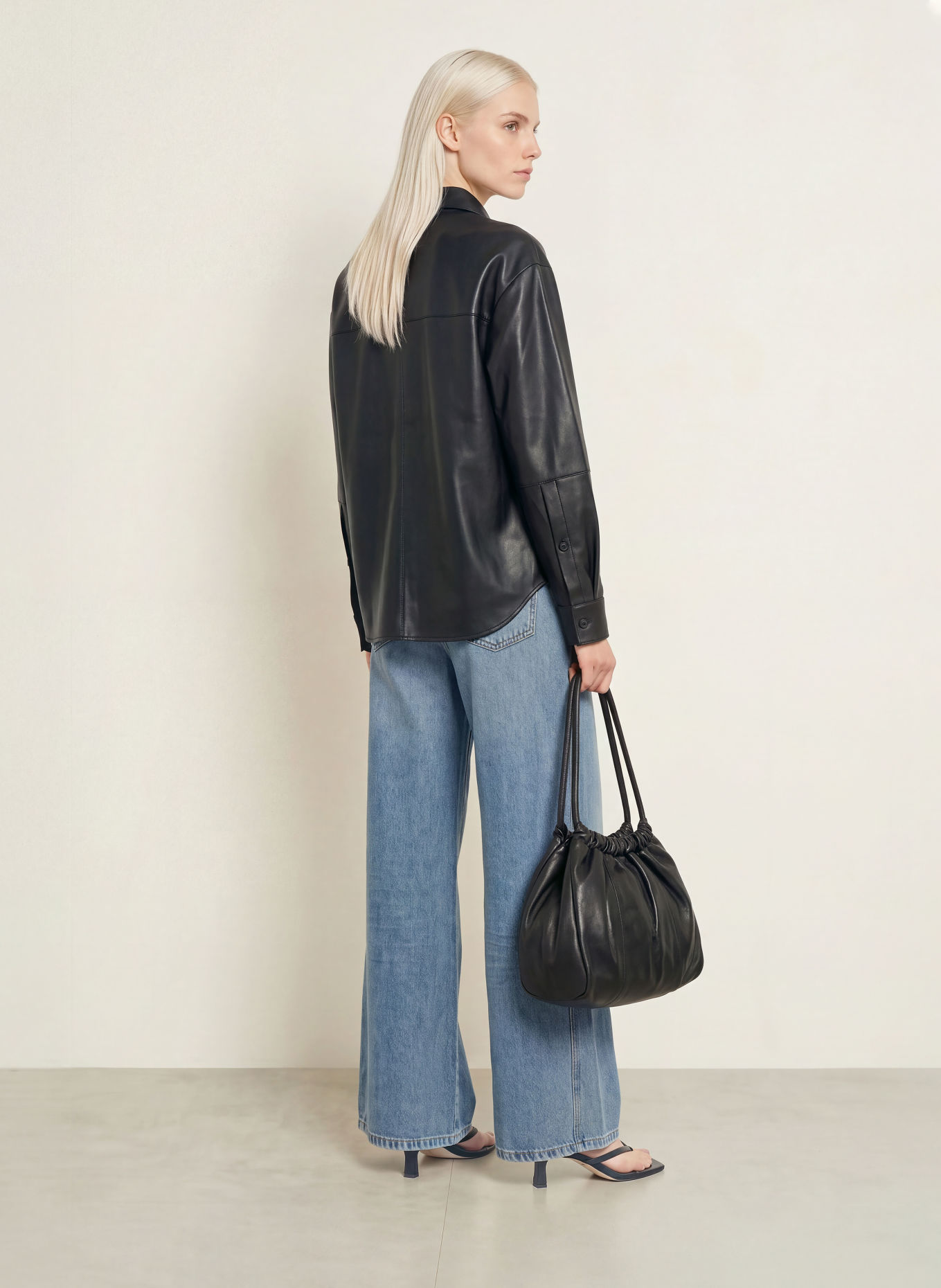 OPUS Chemisier FALAXY aspect cuir: NOIR