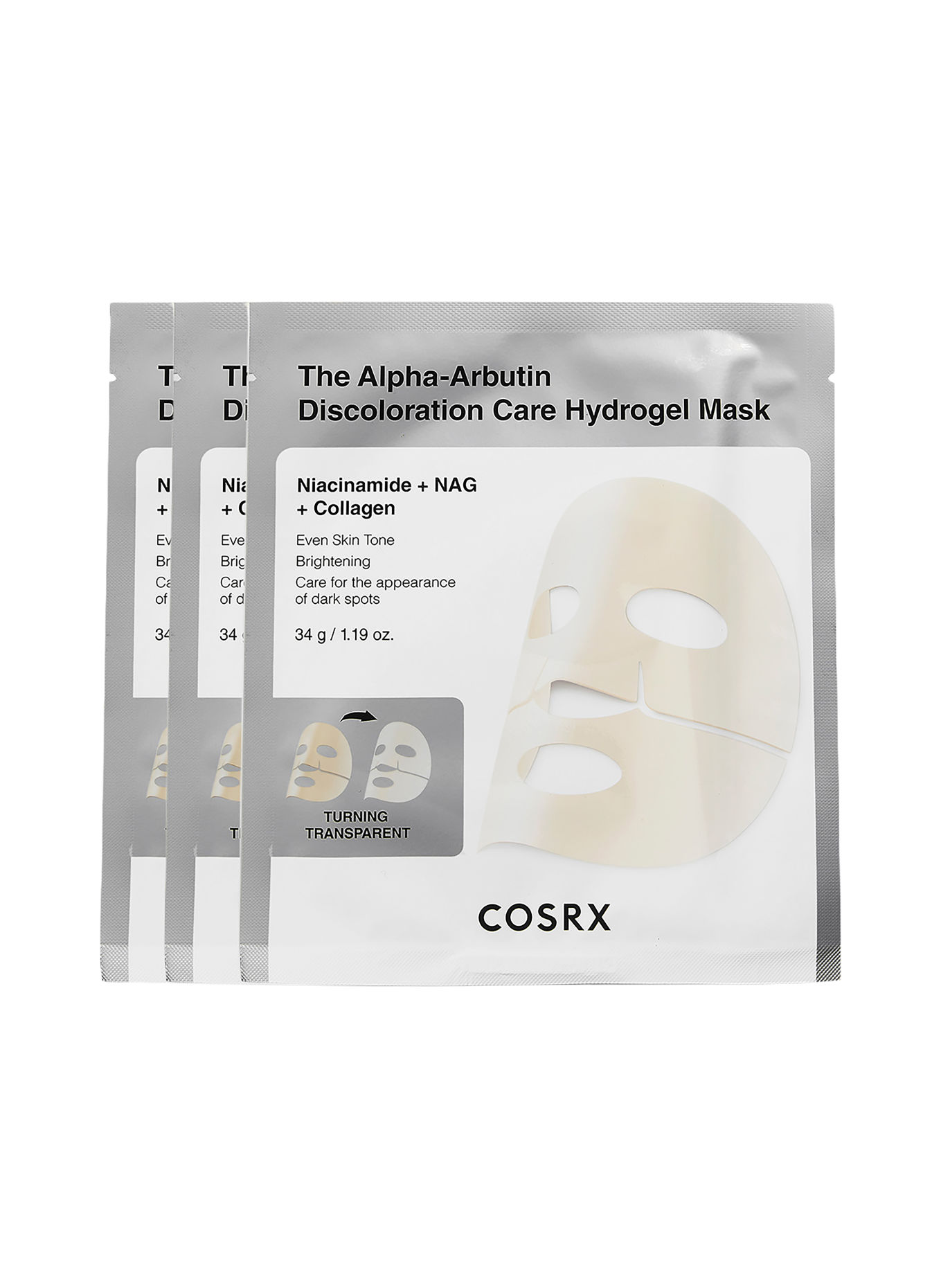 COSRX THE ALPHA-ARBUTIN DISOLORATION CARE HYDROGEL MASK (3 STÜCK)