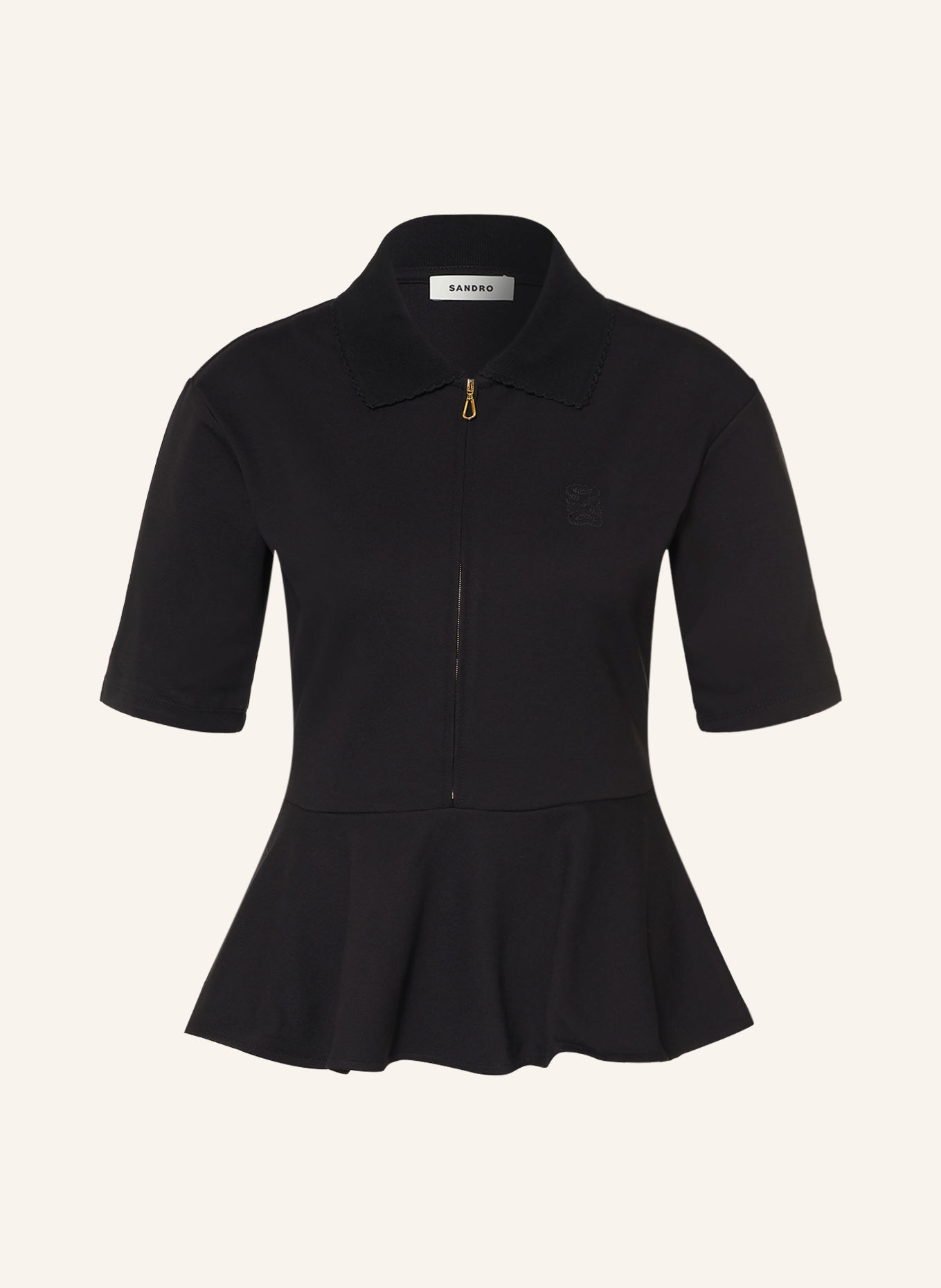 SANDRO Jersey-Poloshirt: SCHWARZ