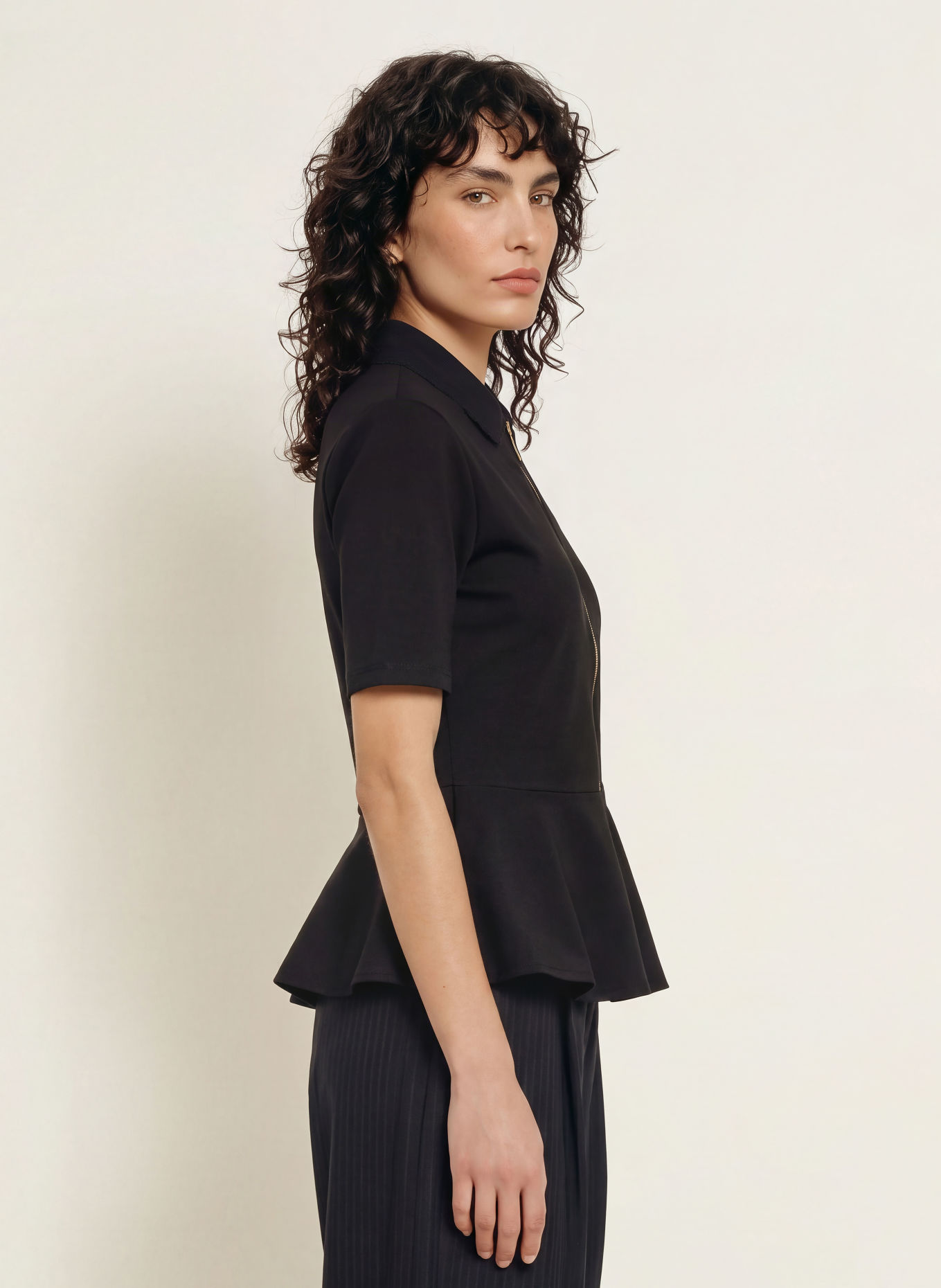 SANDRO Jersey-Poloshirt: SCHWARZ
