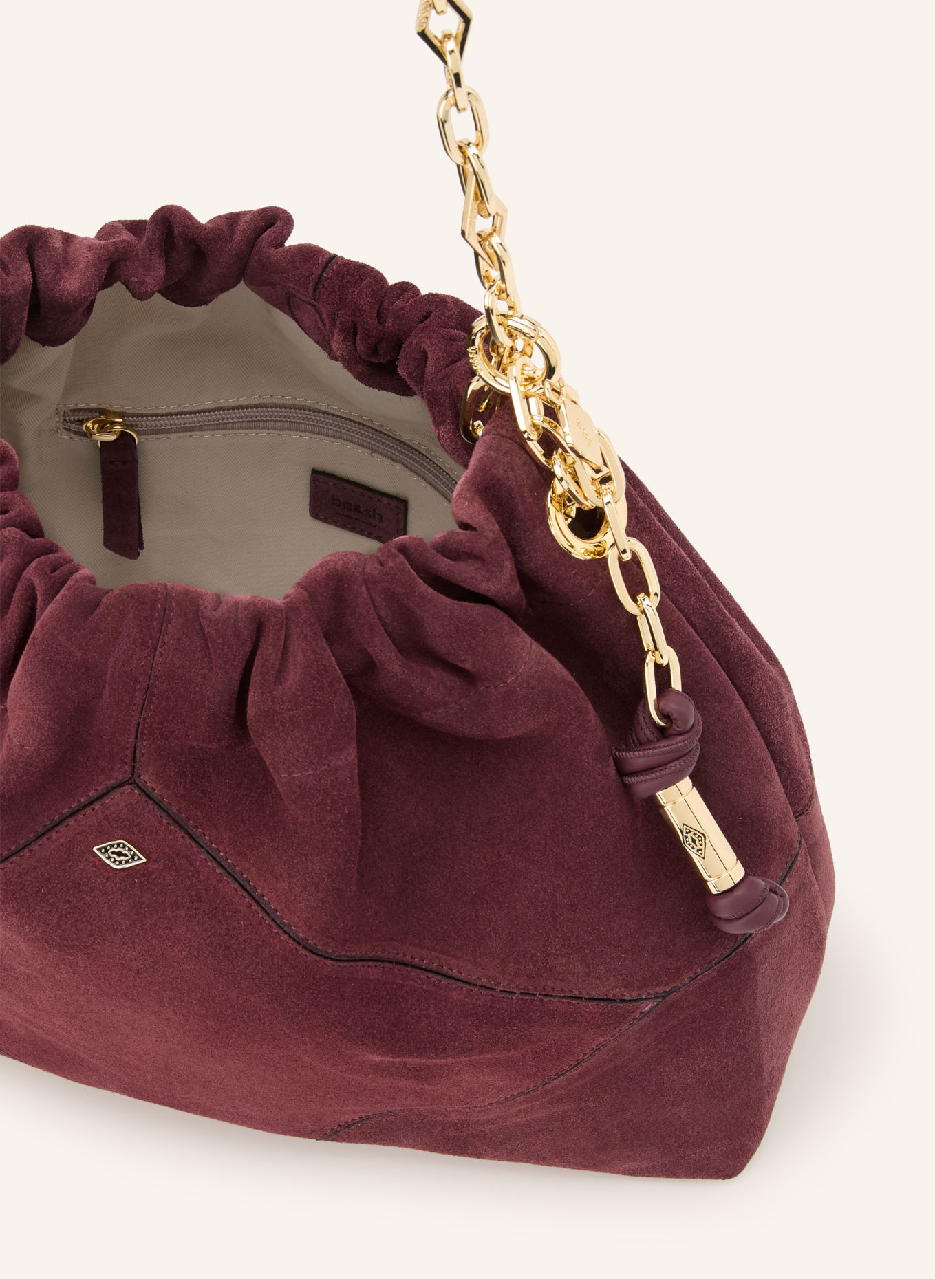 ba&sh Schultertasche JUNE MEDIUM: DUNKELROT / GOLD