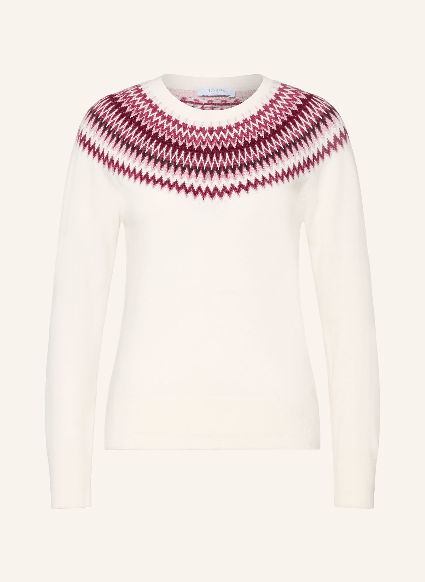 HOBBS GRETA Sweater with Glitter Yarn: CREAM / FUCHSIA