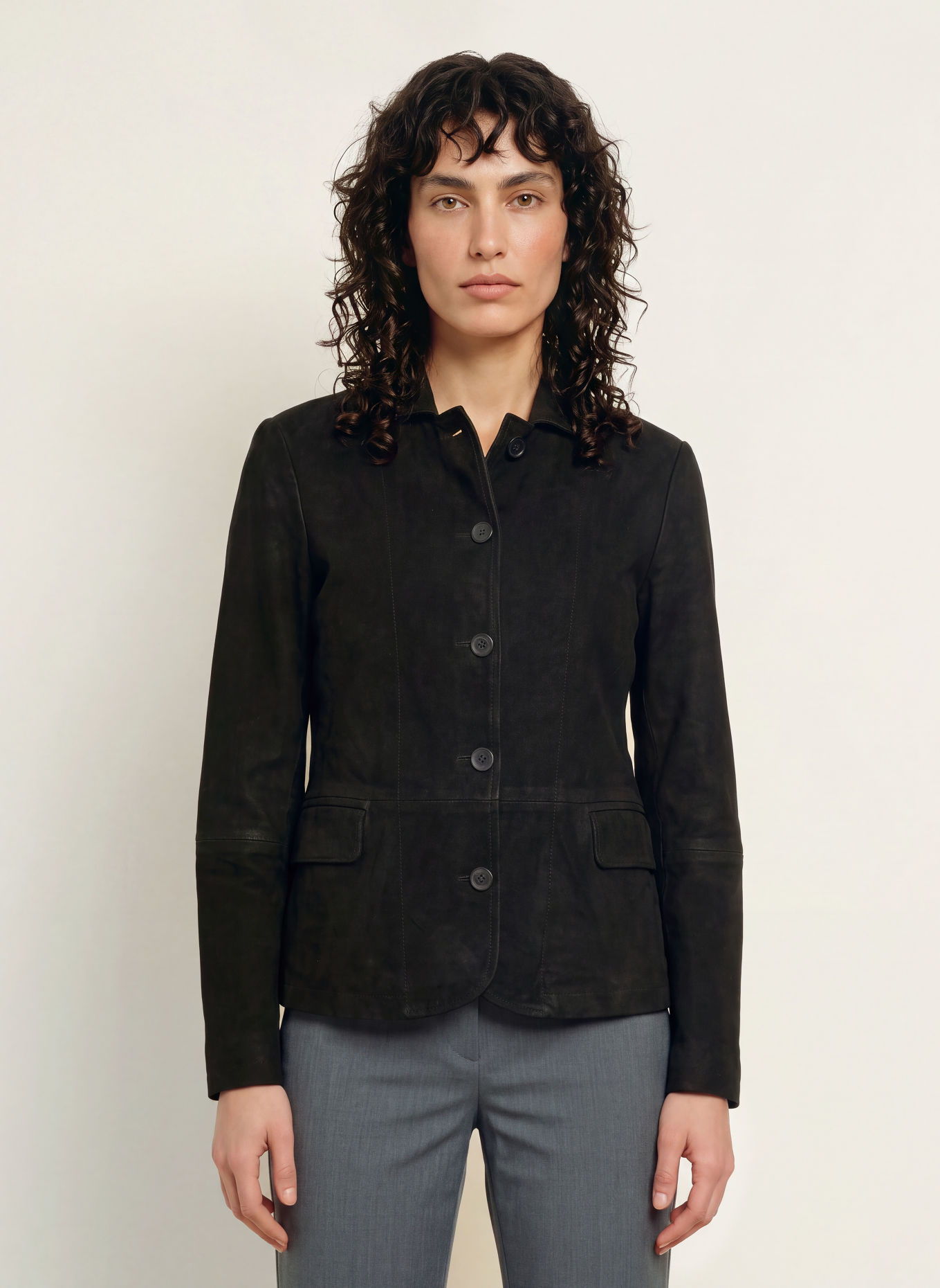ALLSAINTS Leren jas SURVEYA: ZWART