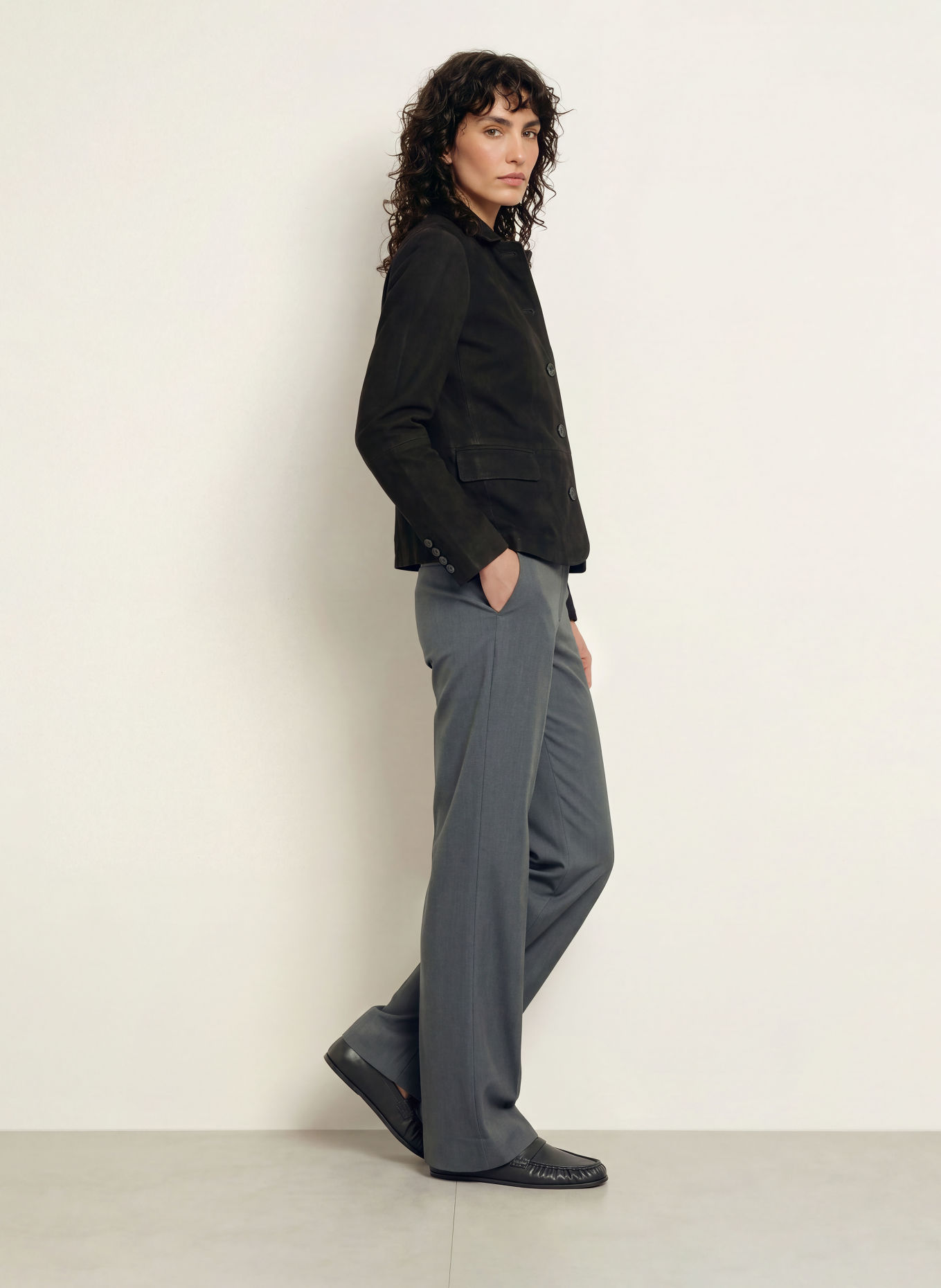 ALLSAINTS Leren jas SURVEYA: ZWART