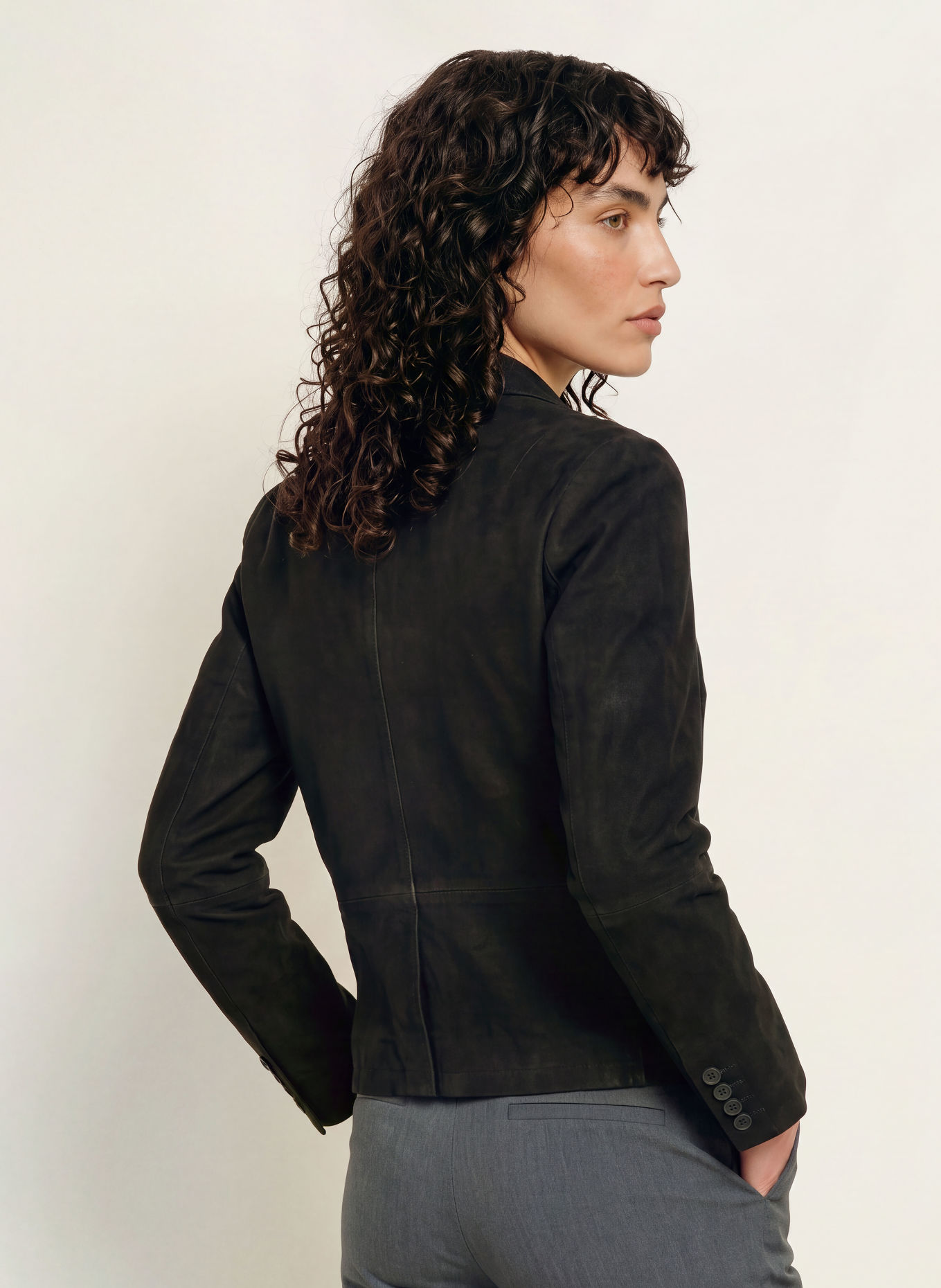 ALLSAINTS Leren jas SURVEYA: ZWART