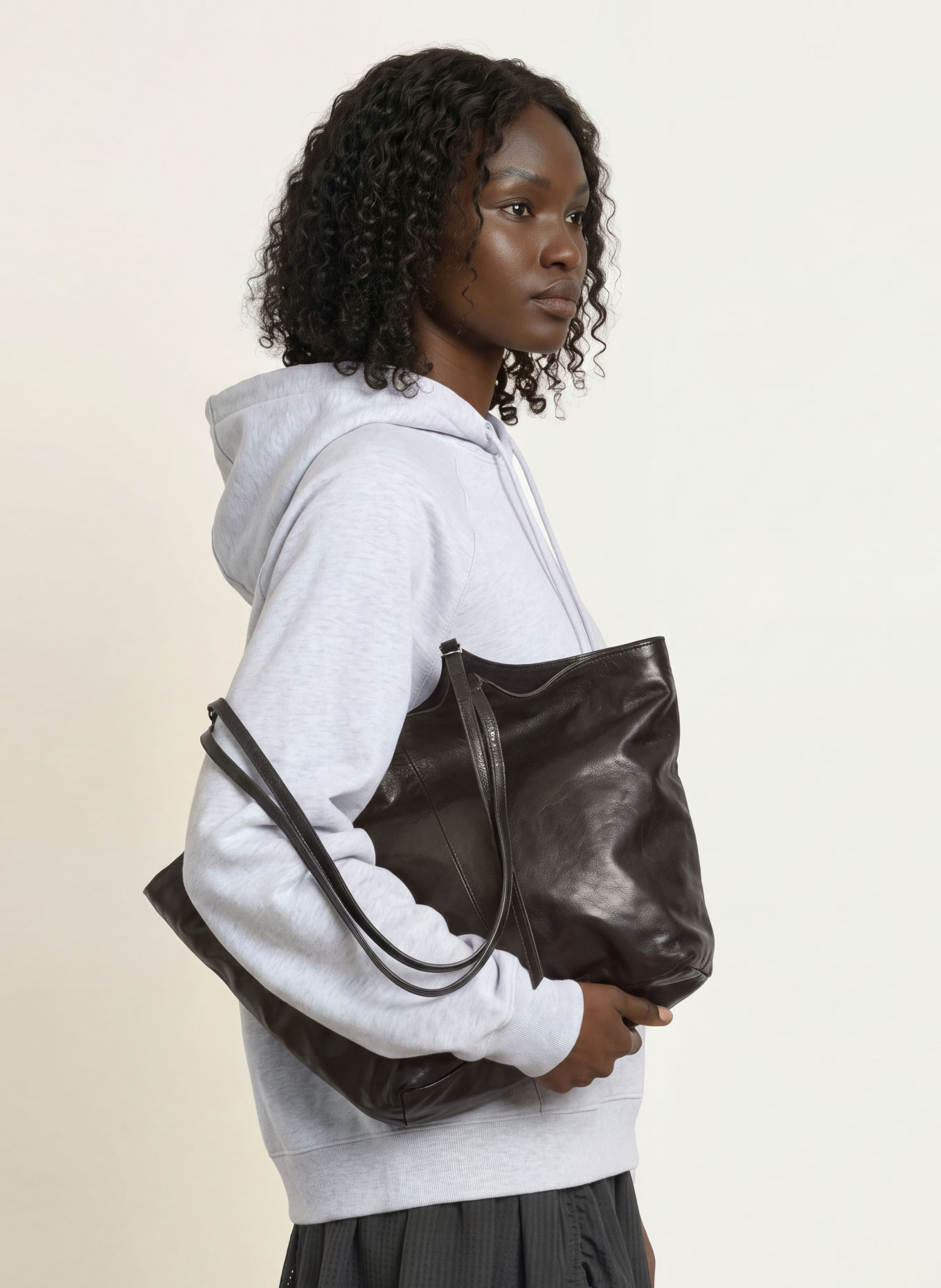 ALLSAINTS SILOH Shoppers Tote Bag: BLACK