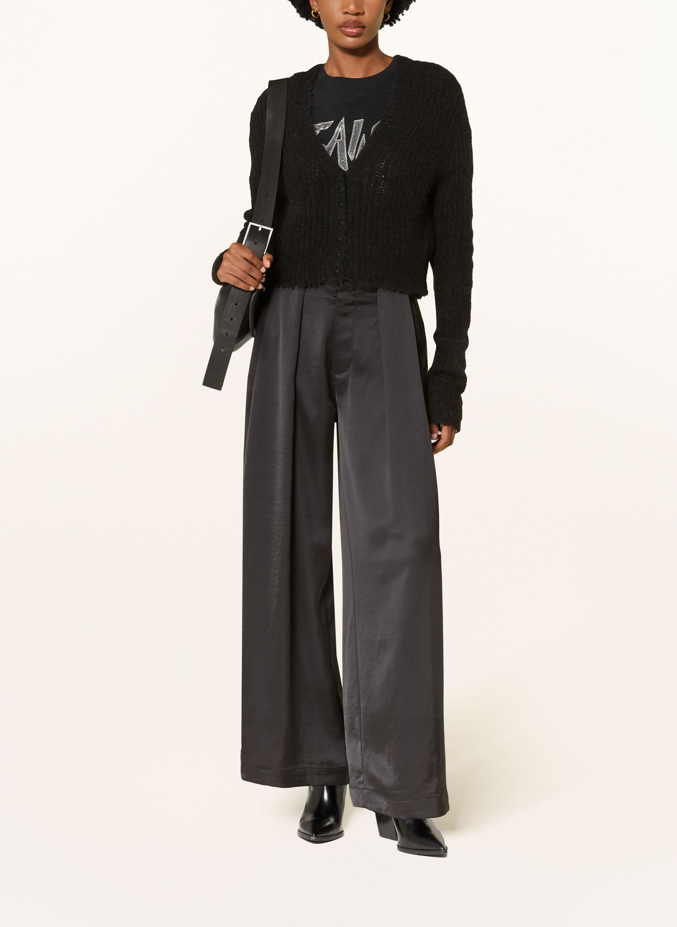 ALLSAINTS Vest MABEL met alpaca: ZWART