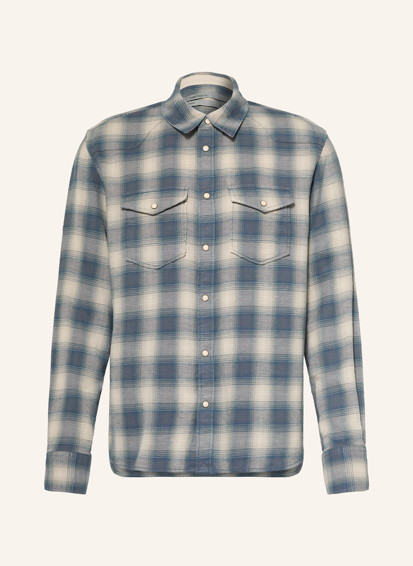 ALLSAINTS Flanellhemd BROOKS Regular Fit: BLAUGRAU / BLAU