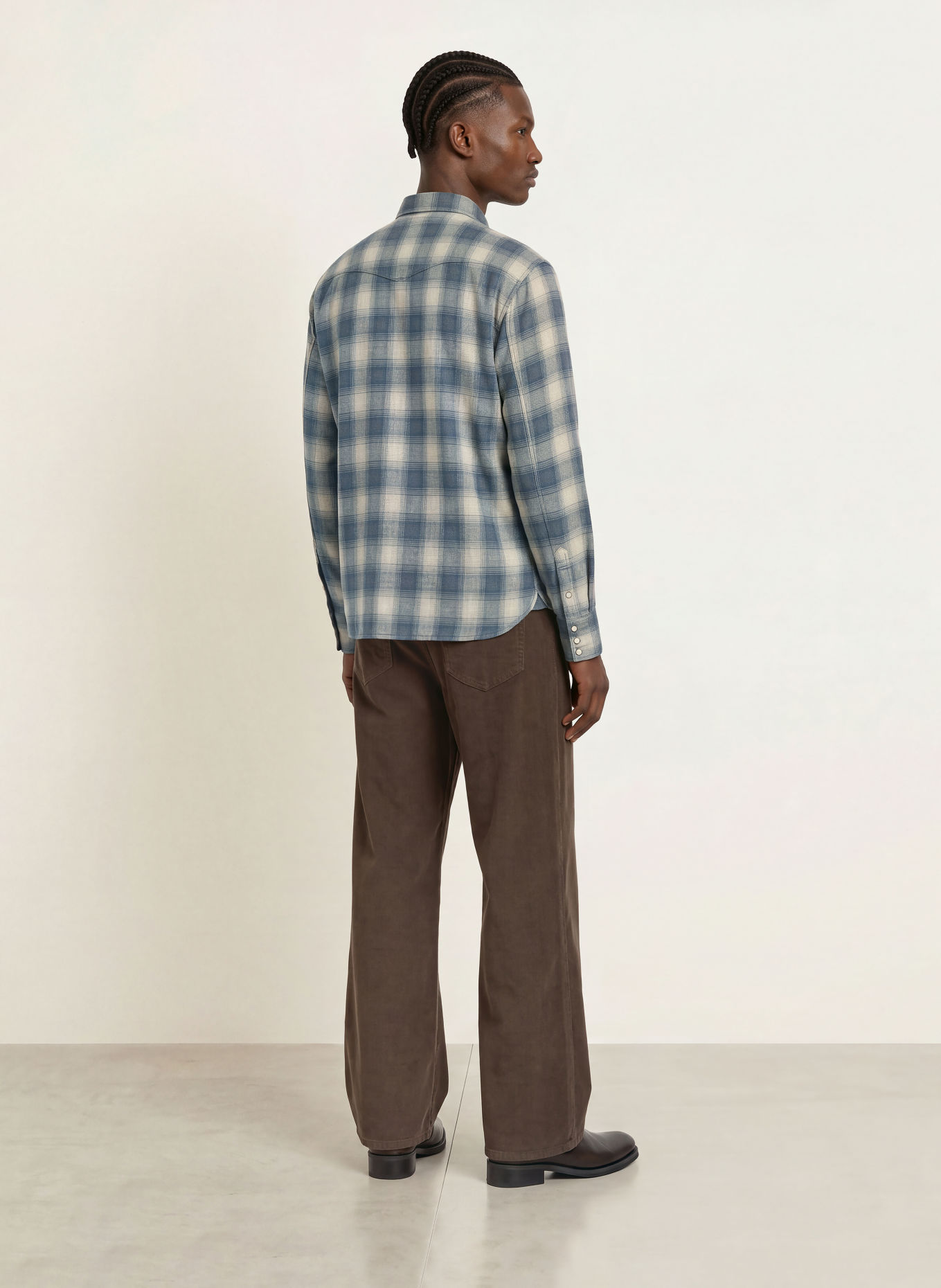 ALLSAINTS Flanellhemd BROOKS Regular Fit: BLAUGRAU / BLAU
