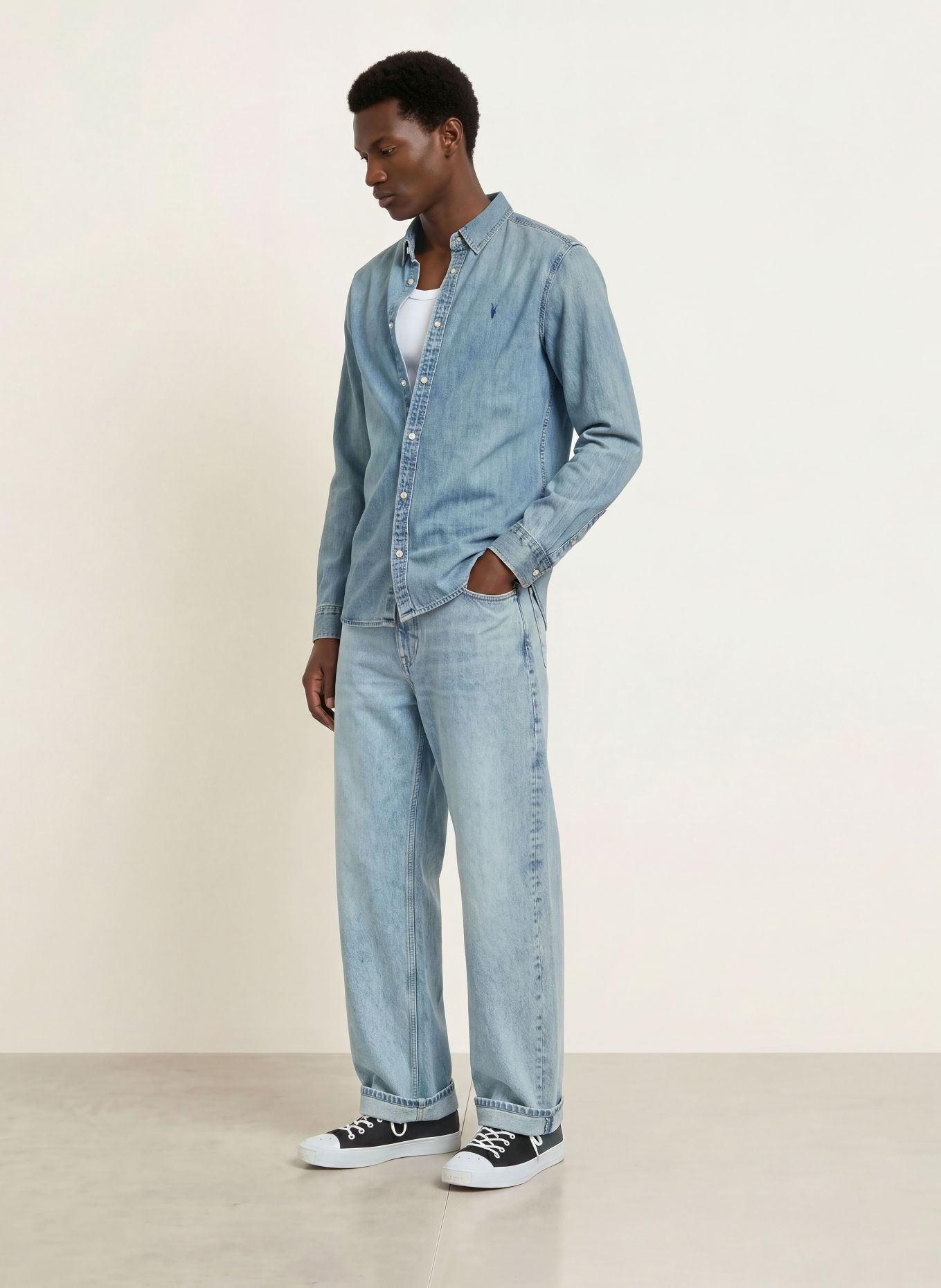 ALLSAINTS Jeanshemd GLEASON Slim Fit: LICHTBLAUW